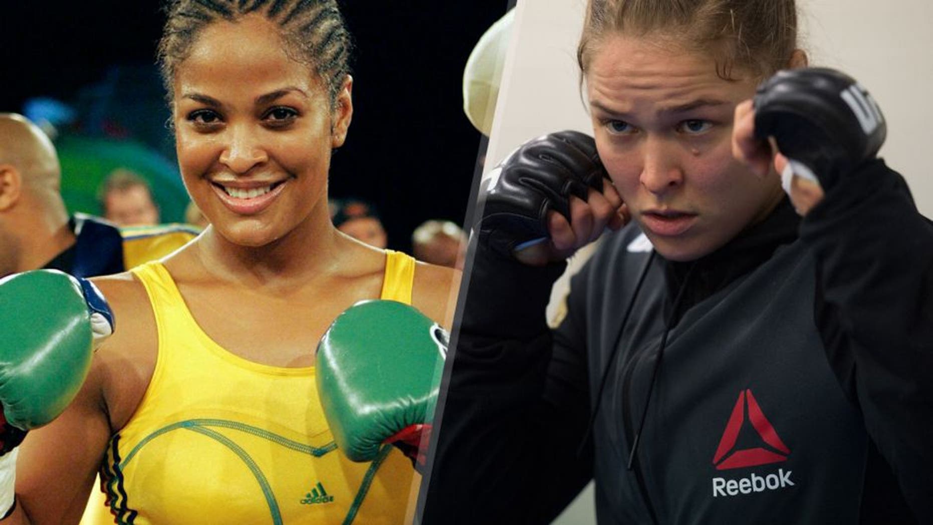 JOHANNESBURG, SOUTH AFRICA - FEBRUARY 4: Lalia Ali of USA poses after defeating Gwendolyn O'Neil of Guyana during the WBC/WIBA Super Middleweight World Title bout between Lalia Ali and Gwendolyn O'Neil at Emperors Palace on February 4, 2007 in Johannesburg, South Africa. (Photo by Lefty Shivambu/Gallo Images/Getty IMages) *** Local Caption *** Lalia Ali MELBOURNE, AUSTRALIA - NOVEMBER 15: UFC women's bantamweight champion Ronda Rousey of the United States warms up before facing Holly Holm of the United States during the UFC 193 event at Etihad Stadium on November 15, 2015 in Melbourne, Australia. (Photo by Brandon Magnus/Zuffa LLC/Zuffa LLC via Getty Images)