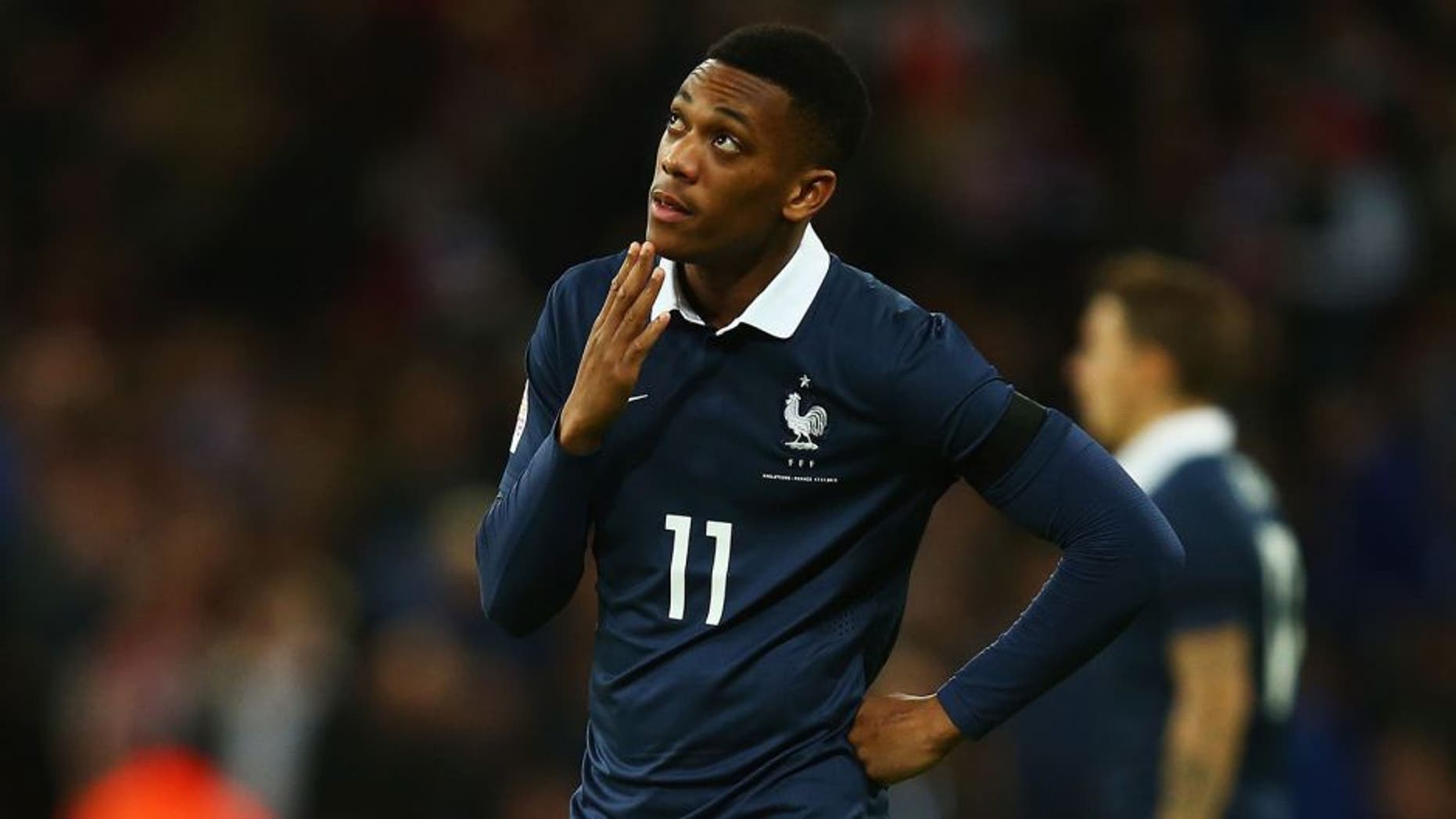 LONDON, ENGLAND - NOVEMBER 17: Anthony Martial of France looks on prior to the International Friendly match between England and France at Wembley Stadium on November 17, 2015 in London, England. (Photo by Clive Rose/Getty Images)
