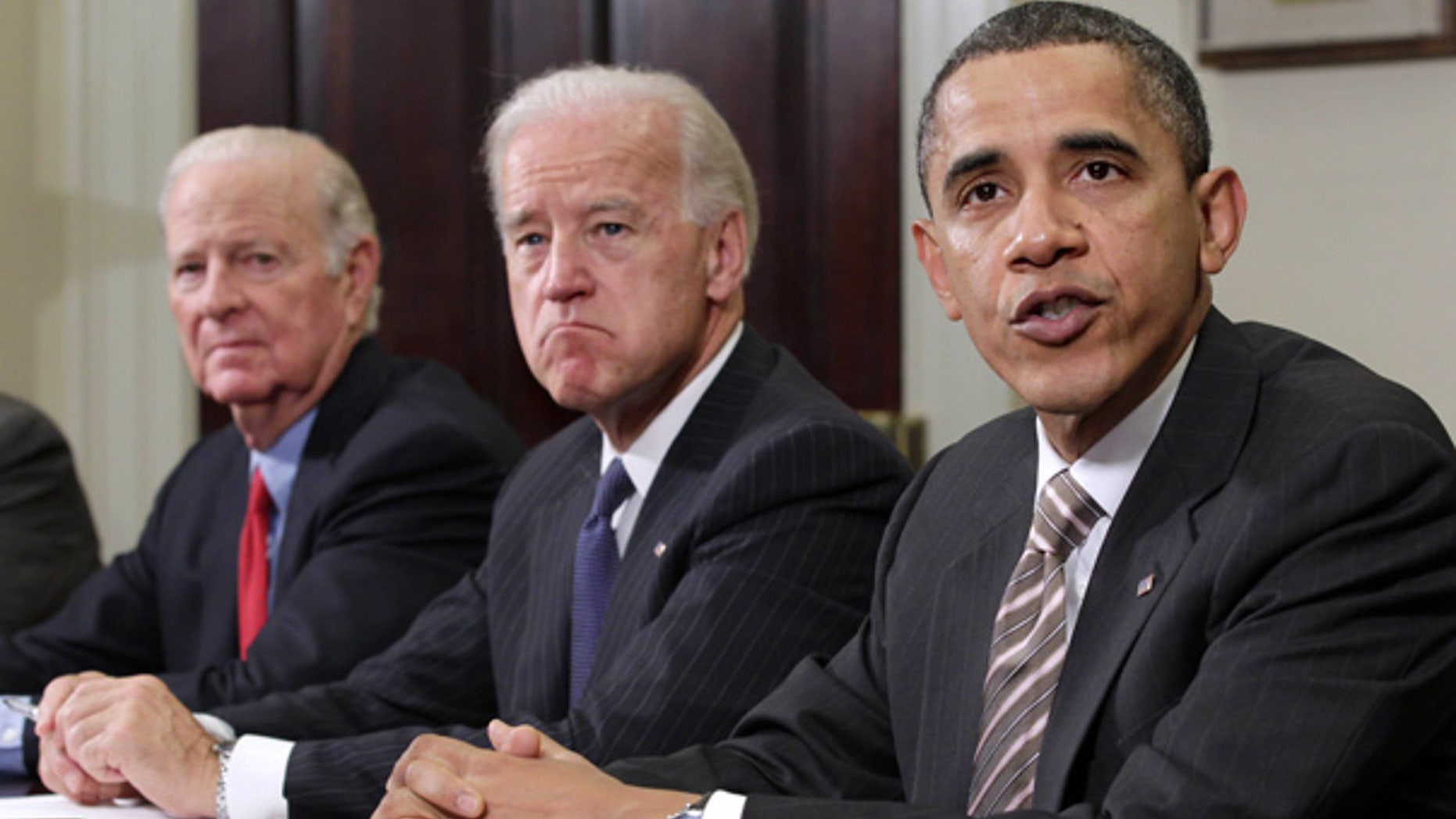 Nov. 18: President Obama, Vice President Biden and former Secretary of State James Baker III discuss the START pact at the White House.