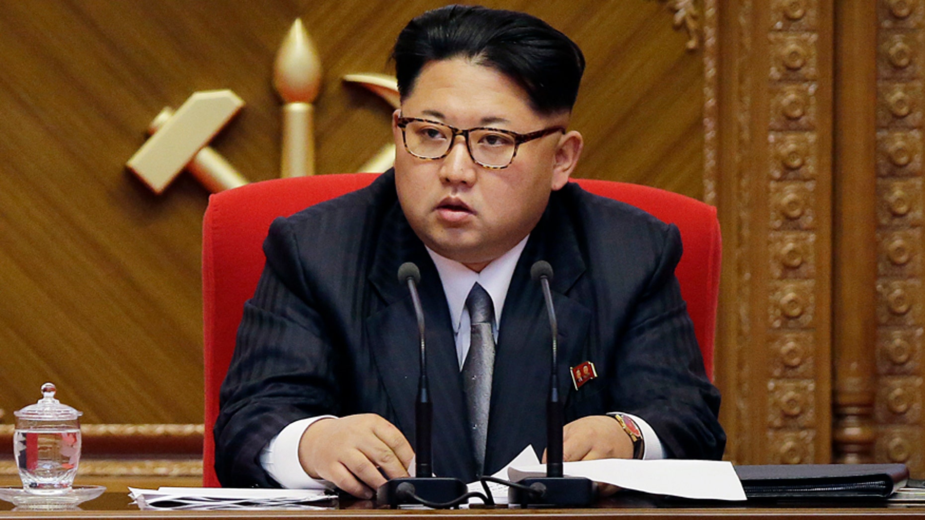 May 9, 2016: North Korean leader Kim Jong Un listens during the party congress in Pyongyang, North Korea.