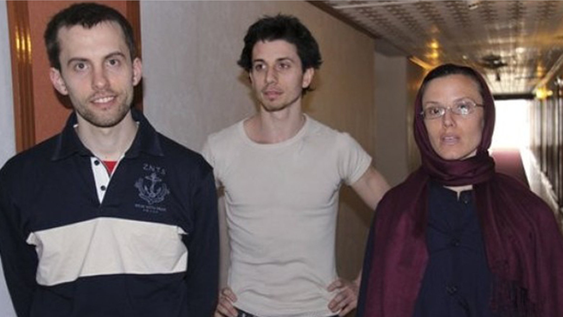In this May 21, 2010 file photo, American hikers Shane Bauer, left, Josh Fattal, center, and Sarah Shourd are shown in Tehran.