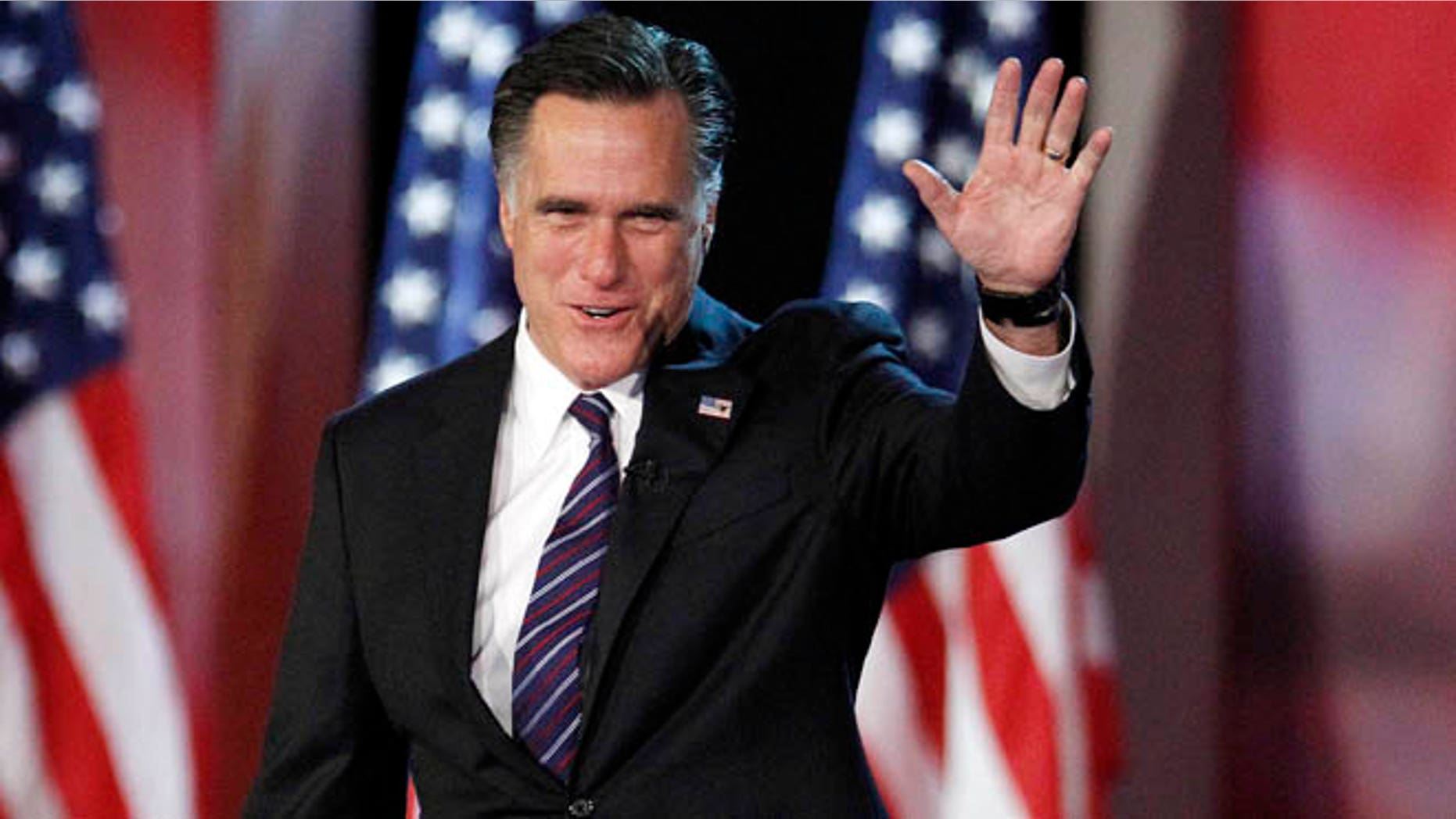 Nov. 7, 2012: Then-Republican presidential candidate and former Massachusetts Gov. Mitt Romney taking the stage to concede his quest for president at the Boston Convention Center in Boston.