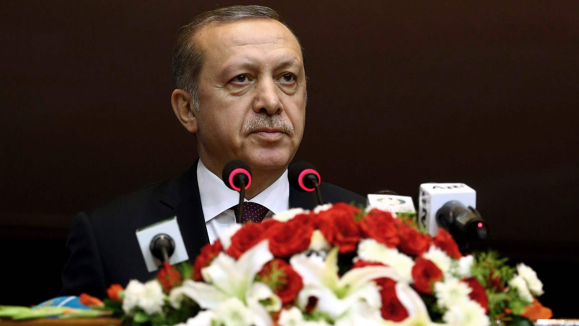 Nov. 17, 2016: Turkey's President Recep Tayyip Erdogan addresses the parliament in Islamabad, Pakistan.