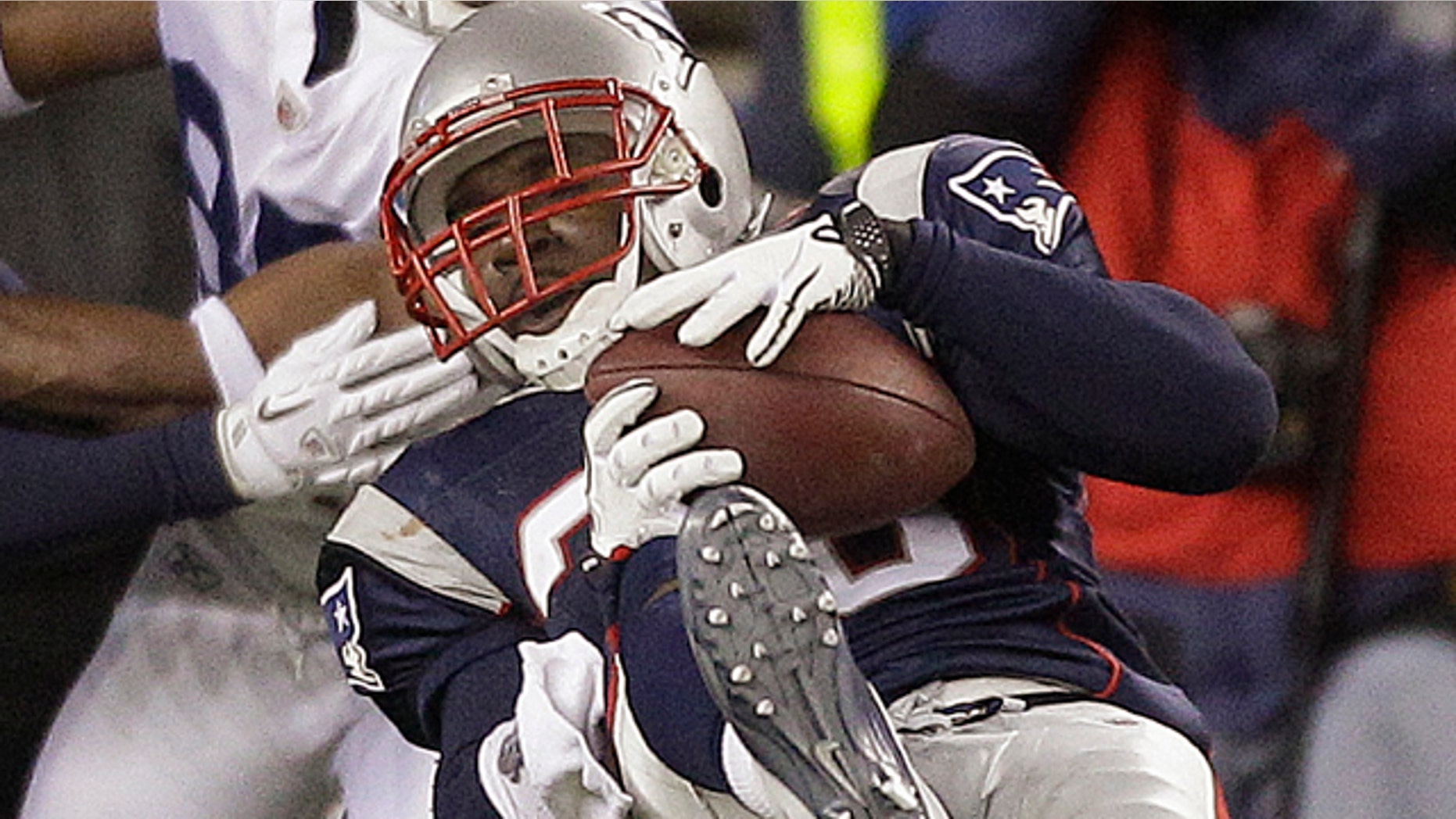 Nov. 21: New England Patriots safety James Sanders (36) intercepts Indianapolis Colts quarterback Peyton Manning pass during the waning seconds of the fourth quarter of their NFL football game in Foxborough, Mass.