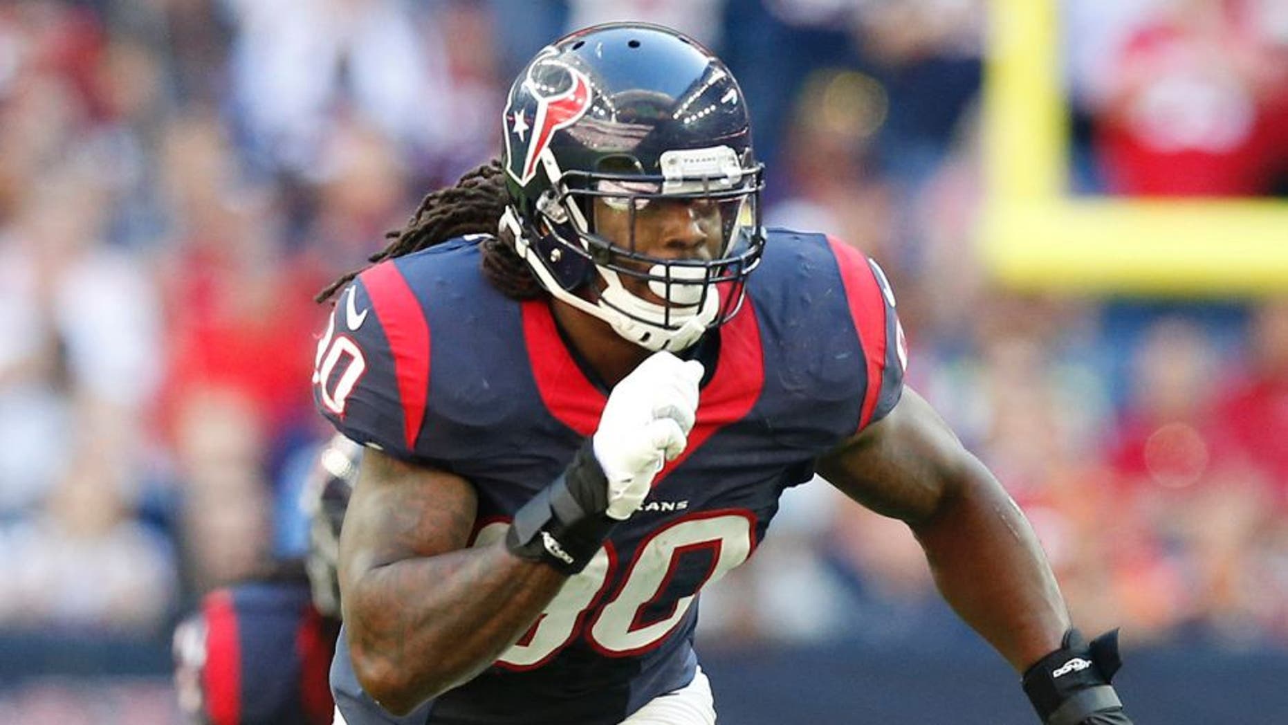 Nov 23, 2014; Houston, TX, USA; Houston Texans outside linebacker Jadeveon Clowney (90) in action against the Cincinnati Bengals at NRG Stadium. Mandatory Credit: Matthew Emmons-USA TODAY Sports