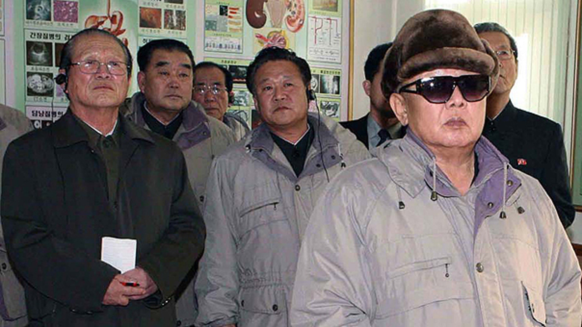 Nov. 24: In this undated photo by Korean Central News Agency via Korea News Service, North Korean leader Kim Jong Il visits a medical school in Pyongyang, North Korea.