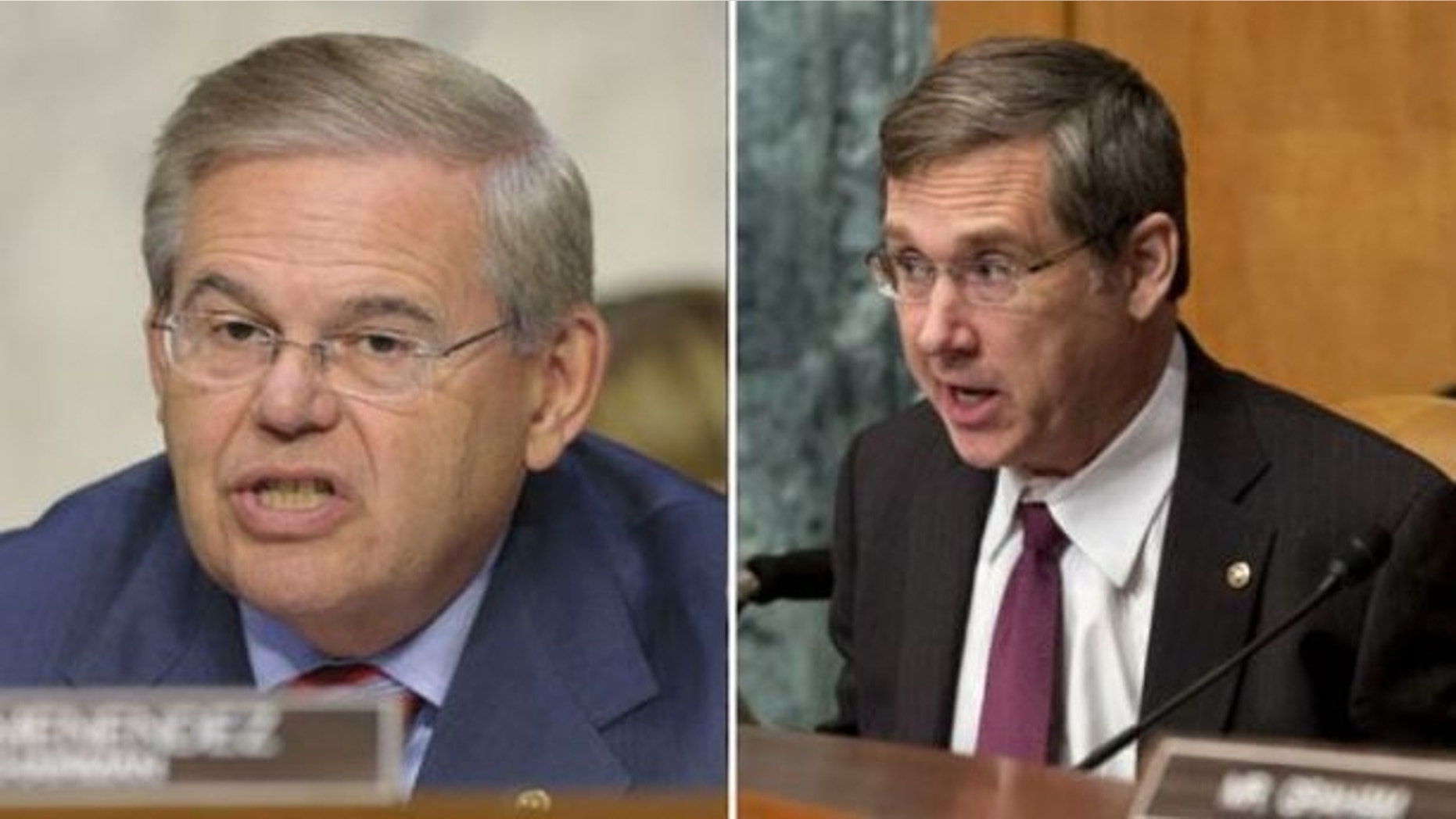 December 10, 2013: Sens. Robert Menendez, left, R-N.J., and Mark Kirk, R-Ill. (AP)