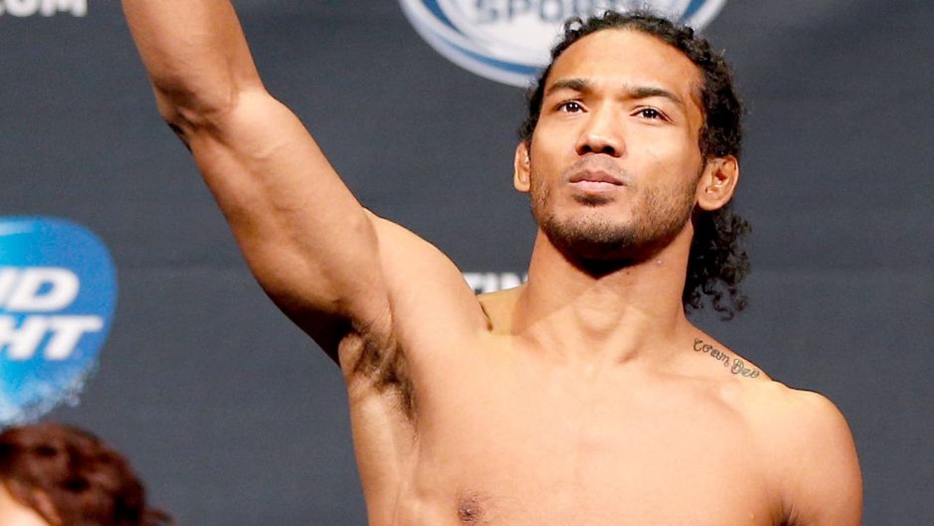 ALBUQUERQUE, NM - JUNE 06: Benson Henderson weighs in during the UFC Fight Night weigh-in at Tingley Coliseum on June 6, 2014 in Albuquerque, New Mexico. (Photo by Josh Hedges/Zuffa LLC/Zuffa LLC via Getty Images)