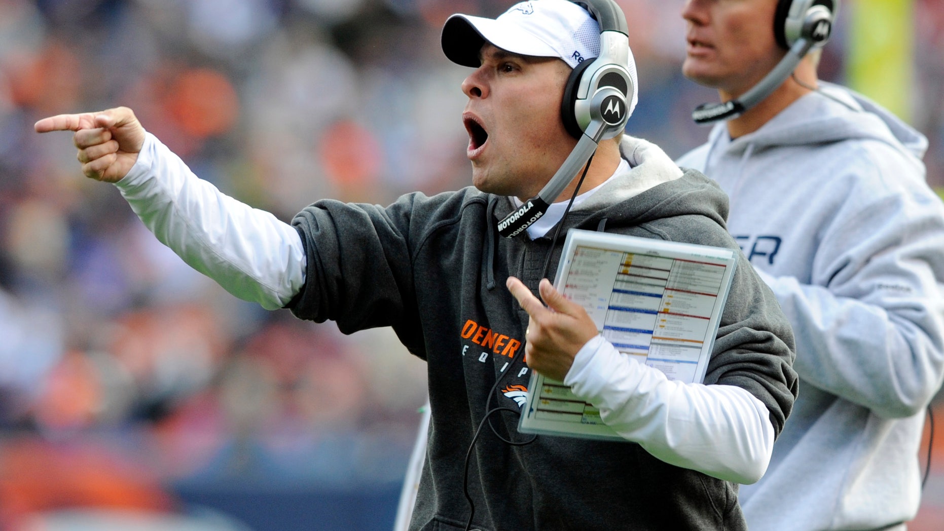 Nov. 14: Denver Broncos head coach Josh McDaniels reacts to a call during the second quarter of an NFL football game against the Kansas City Chiefs in Denver.