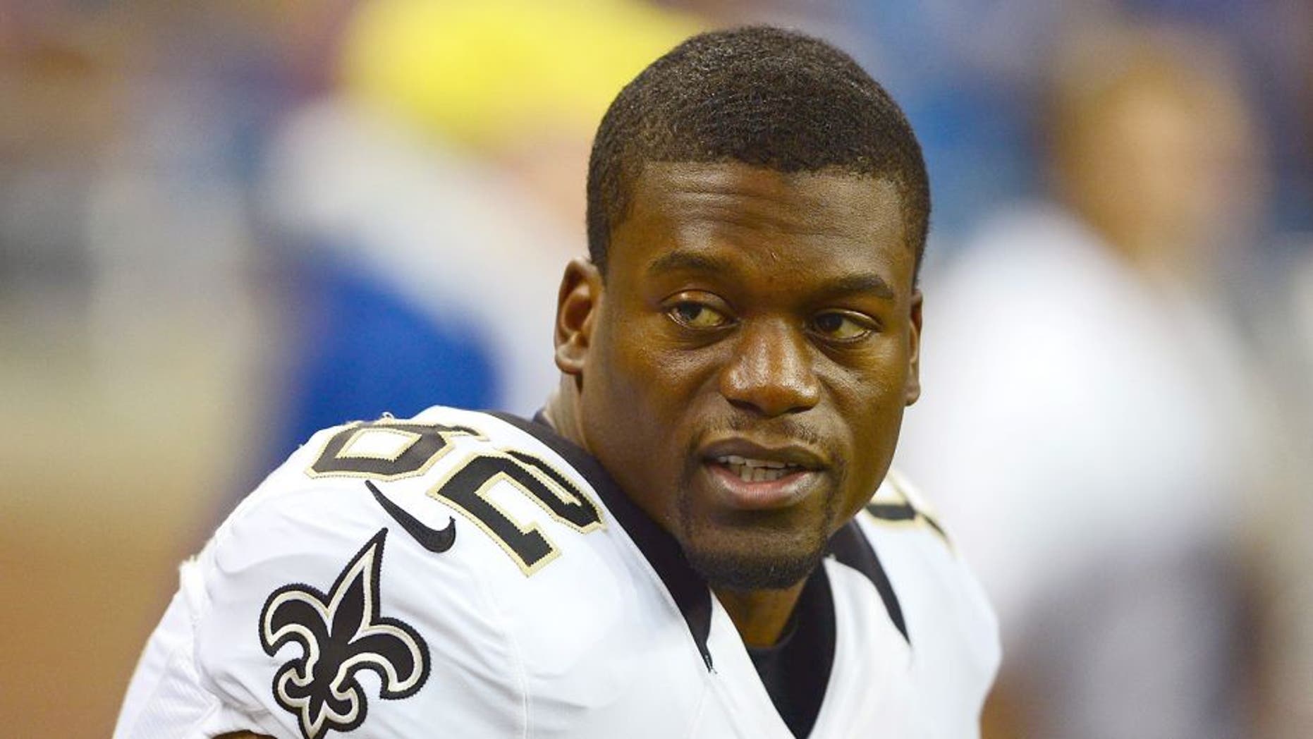Oct 19, 2014; Detroit, MI, USA; New Orleans Saints tight end Benjamin Watson (82) against the Detroit Lions at Ford Field. Lions defeated the Saints 24-23. Mandatory Credit: Andrew Weber-USA TODAY Sports