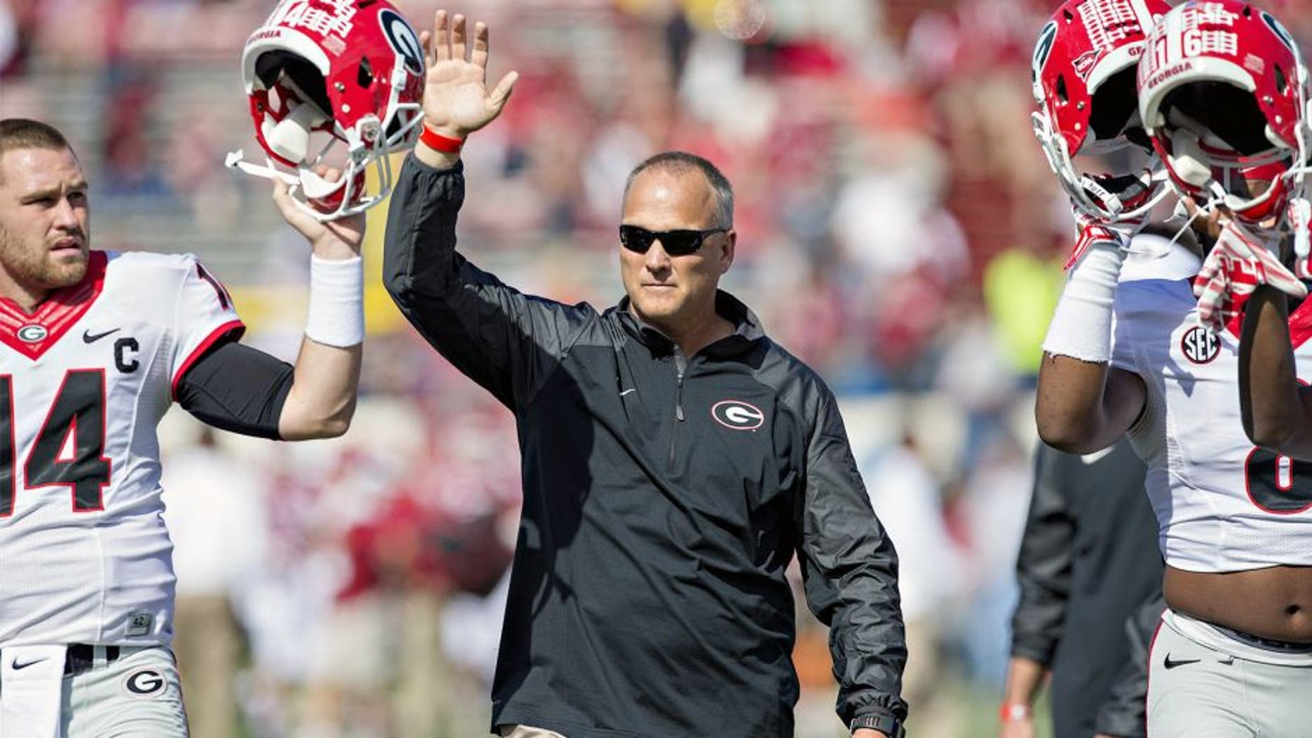 LITTLE ROCK, AR - OCTOBER 18: Head Coach Mark Richt of the Georgia Bulldogs before a game against the Arkansas Razorbacks at War Memorial Stadium on October 18, 2014 in Little Rock, Arkansas. The Bulldogs defeated the Razorbacks 45-32. (Photo by Wesley Hitt/Getty Images)