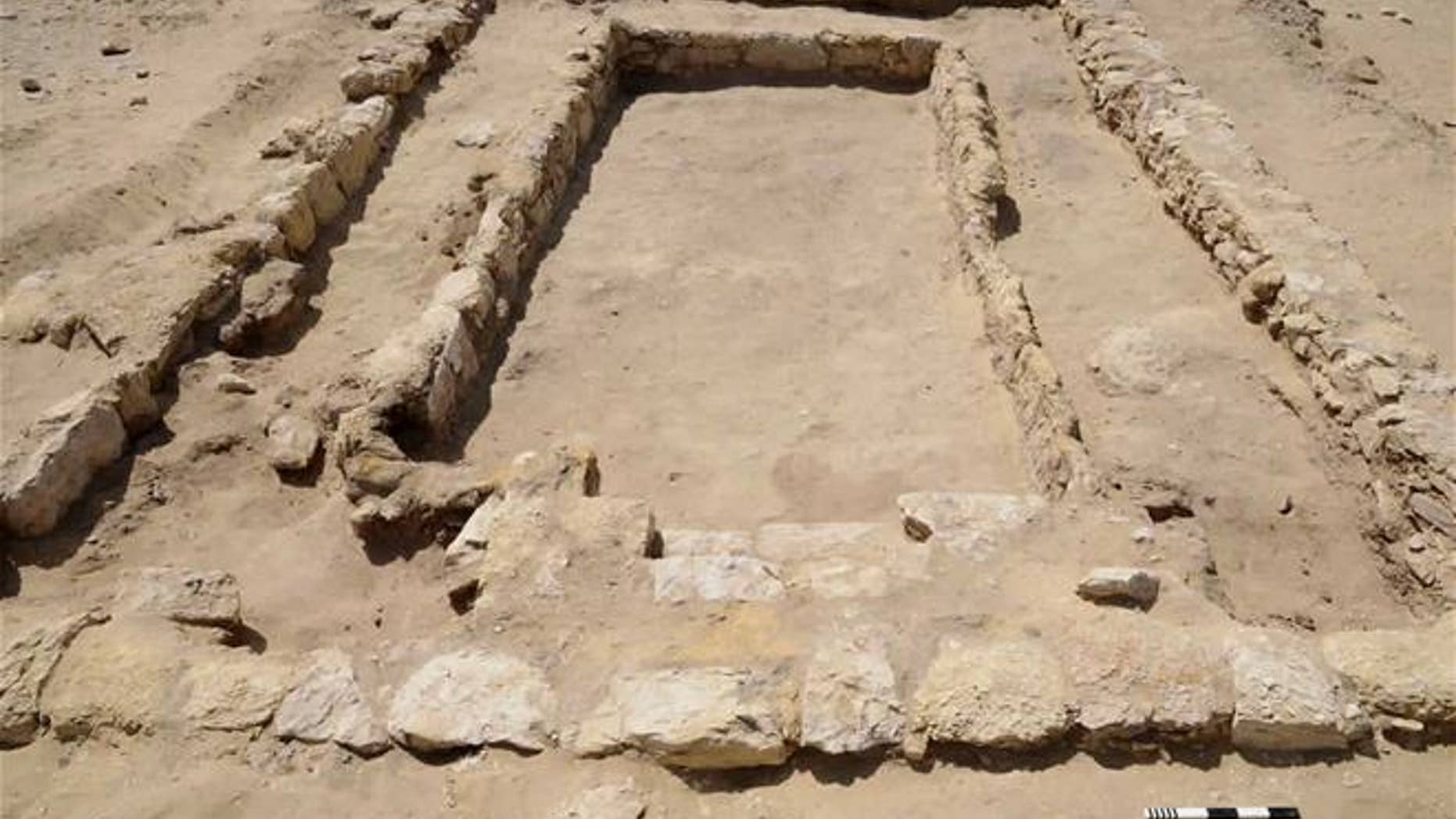 The site of an ancient dining room dating back about 2,300 years, in Egypt's Fayoum province.