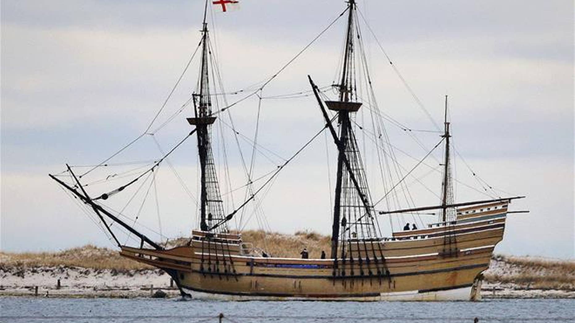 The Mayflower II, a replica of the original ship that brought the Pilgrims to Massachusetts in 1620, is seen in Plymouth, Mass., in 2014.