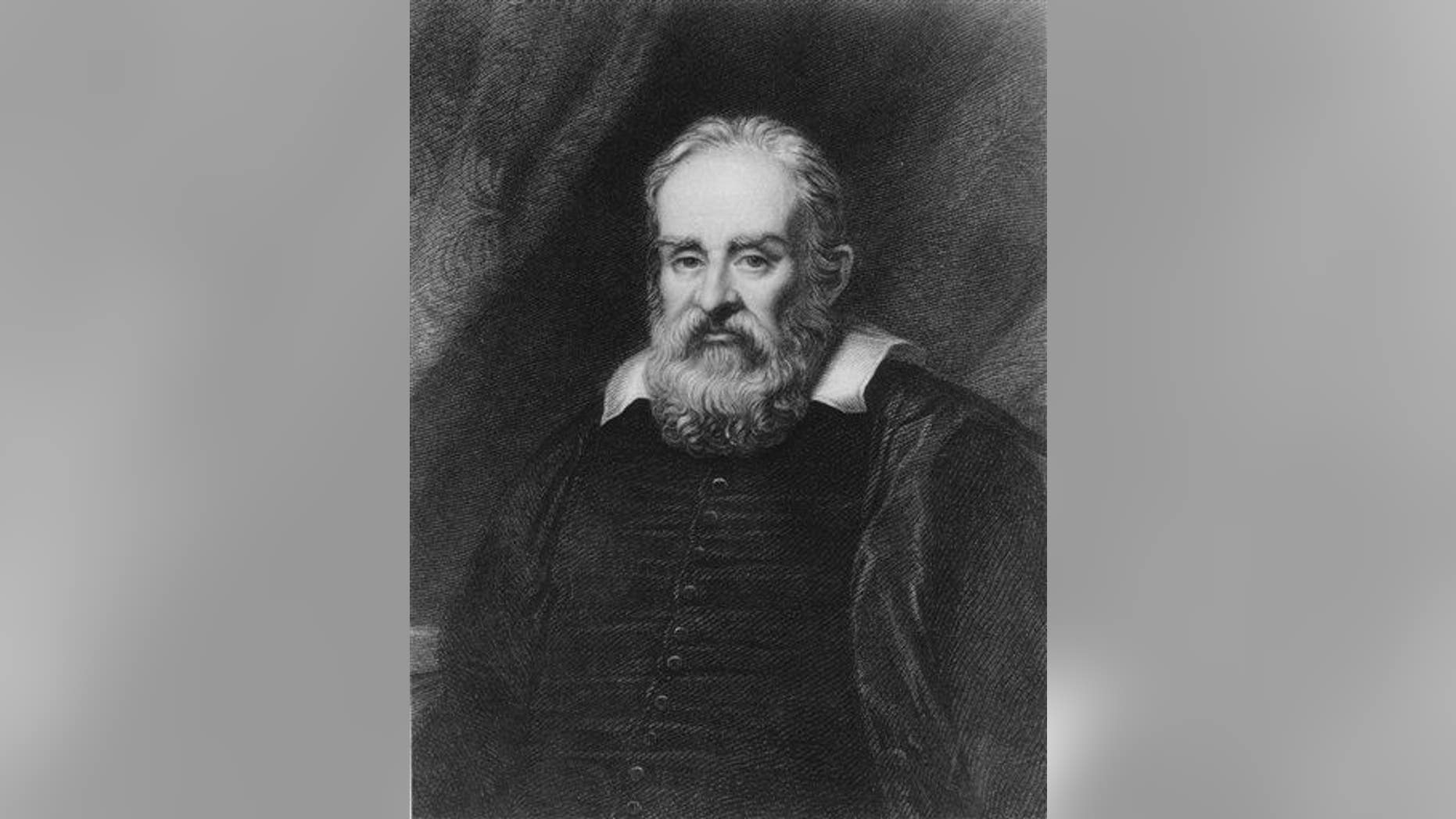 This undated file image shows an etching of astronomer Galileo Galilei.