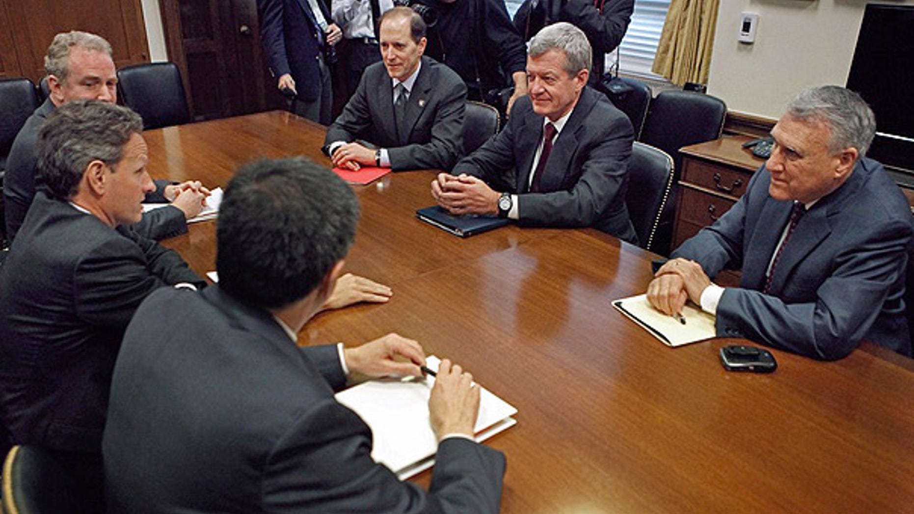 Dec. 1: Treasury Secretary Timothy Geithner, OMB Director Jacob Lew, Rep. Dave Camp (R-MI), Senate Finance Committee Chairman Max Baucus (D-MT) and Sen. Jon Kyl (R-AZ) meet to discuss extending Bush-era tax cuts in Washington.