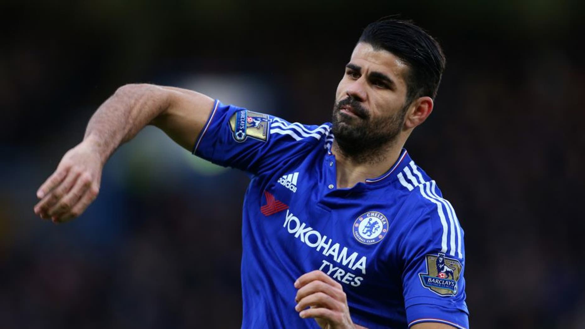 LONDON, ENGLAND - FEBRUARY 07 : Diego Costa of Chelsea during the Barclays Premier League match between Chelsea and Manchester United at Stamford Bridge on February 7, 2016 in London, England. (Photo by Catherine Ivill - AMA/Getty Images)
