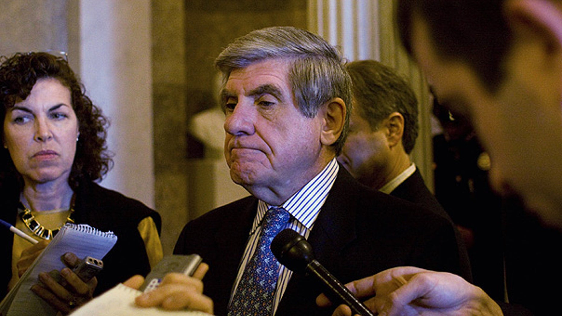 Nov. 3: Sen. Ben. Nelson talks to reporters about health care on Capitol Hill. (AP)