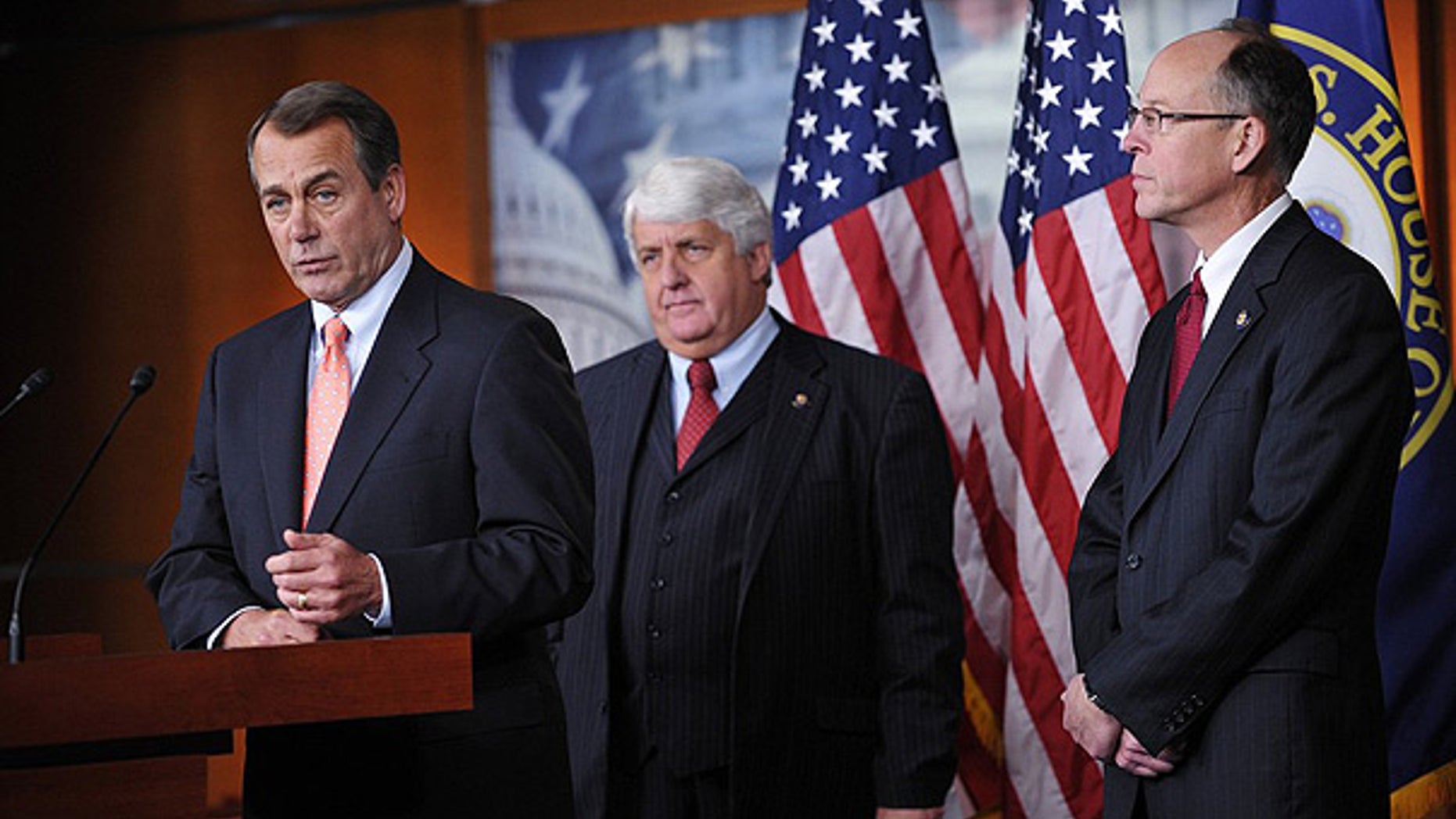 Dec. 2: House Minority Leader John Boehner at a press conference with Rep. Rob Bishop (center) and Rep. Greg Walden (Right) in Washington.