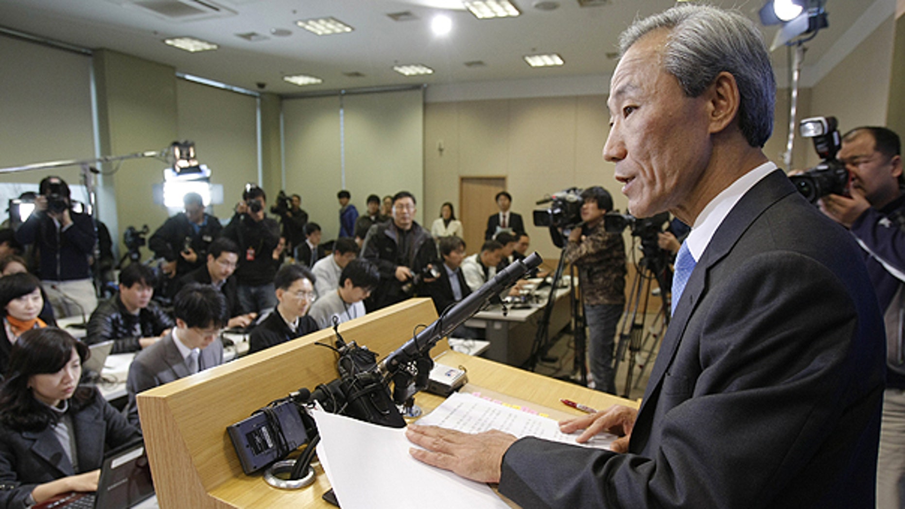 Dec. 5: South Korean Trade Minister Kim Jong-hoon speaks during a press conference at the Foreign Ministry in Seoul, South Korea.