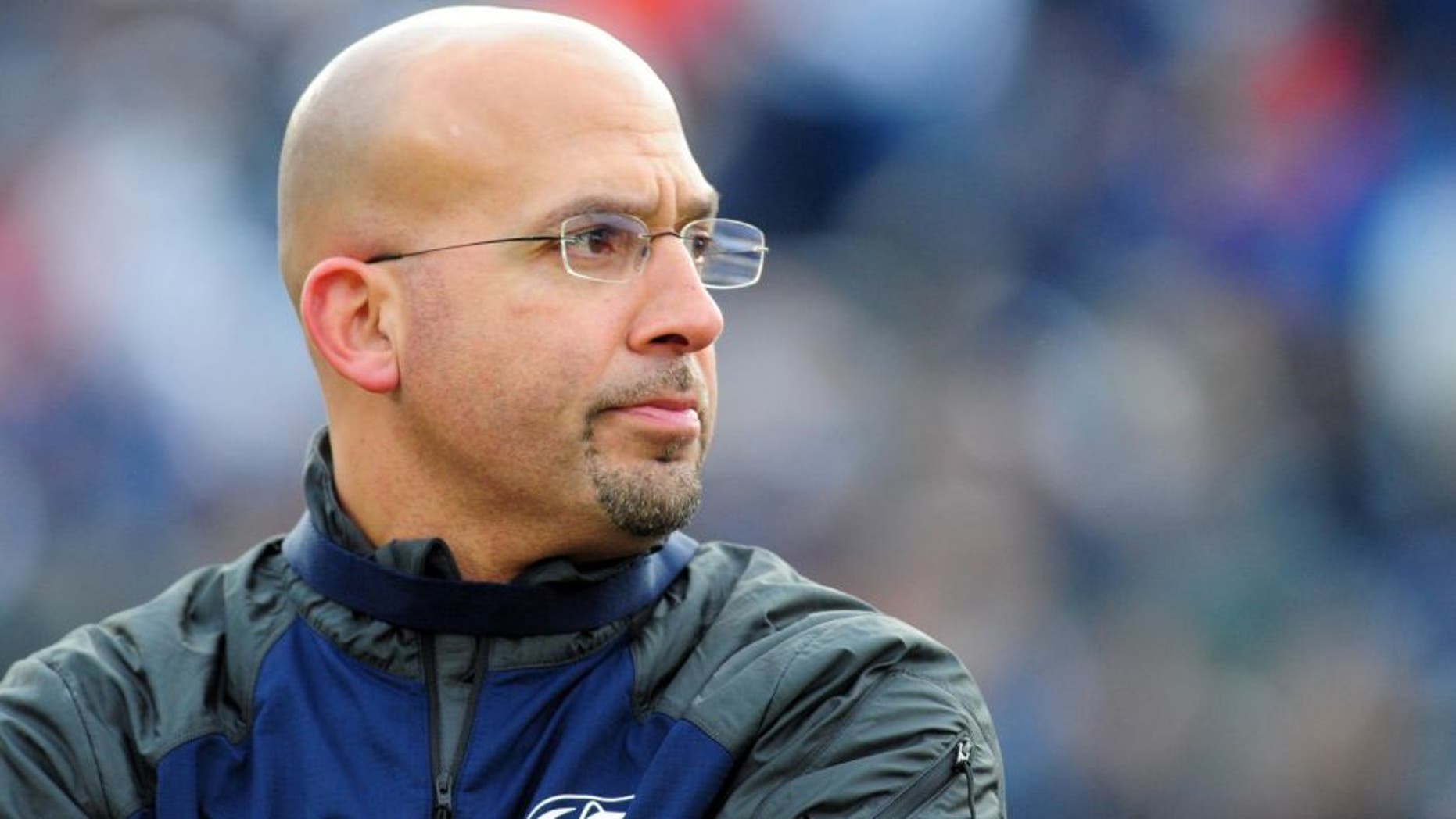 Nov 29, 2014; University Park, PA, USA; Penn State Nittany Lions head coach James Franklin looks on prior to the game against the Michigan State Spartans at Beaver Stadium. Mandatory Credit: Evan Habeeb-USA TODAY Sports