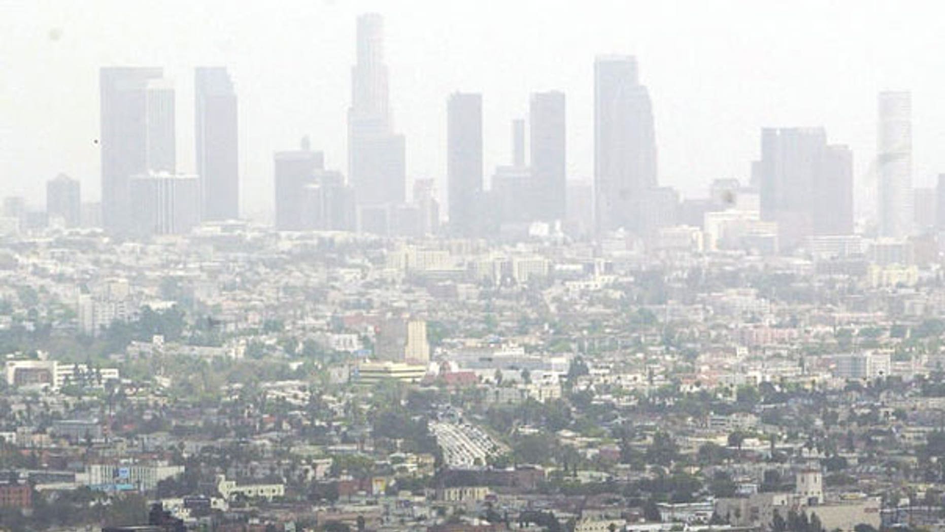 Smog blankets the city of Los Angeles, Calif., in this 2003 photo.