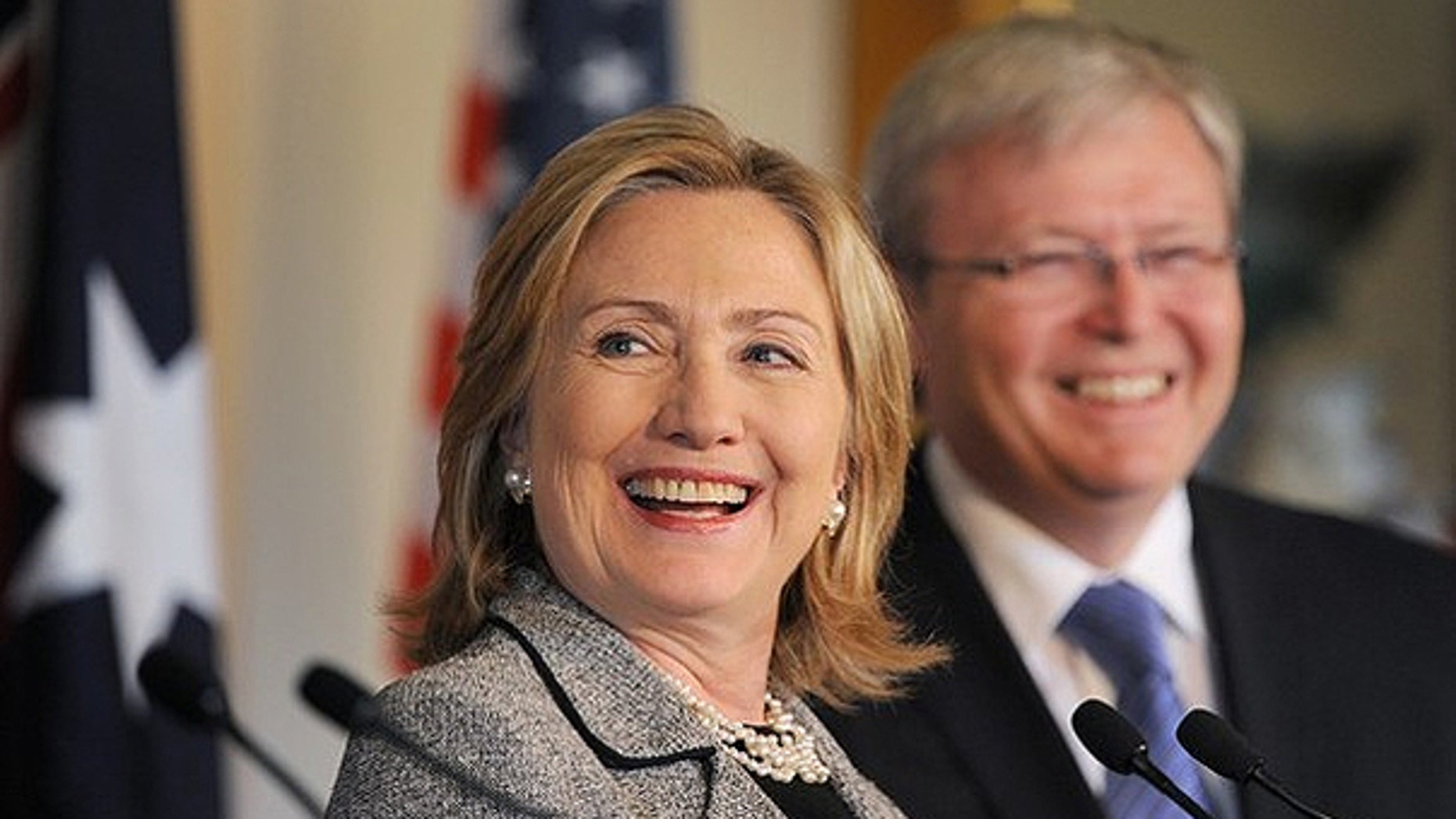 Dec. 8: U.S. Secretary of State Hillary Clinton (L) and Australia's Foreign Minister Kevin Rudd (R) give a joint press conference after the annual AUSMIN defence and security talks in Melbourne.