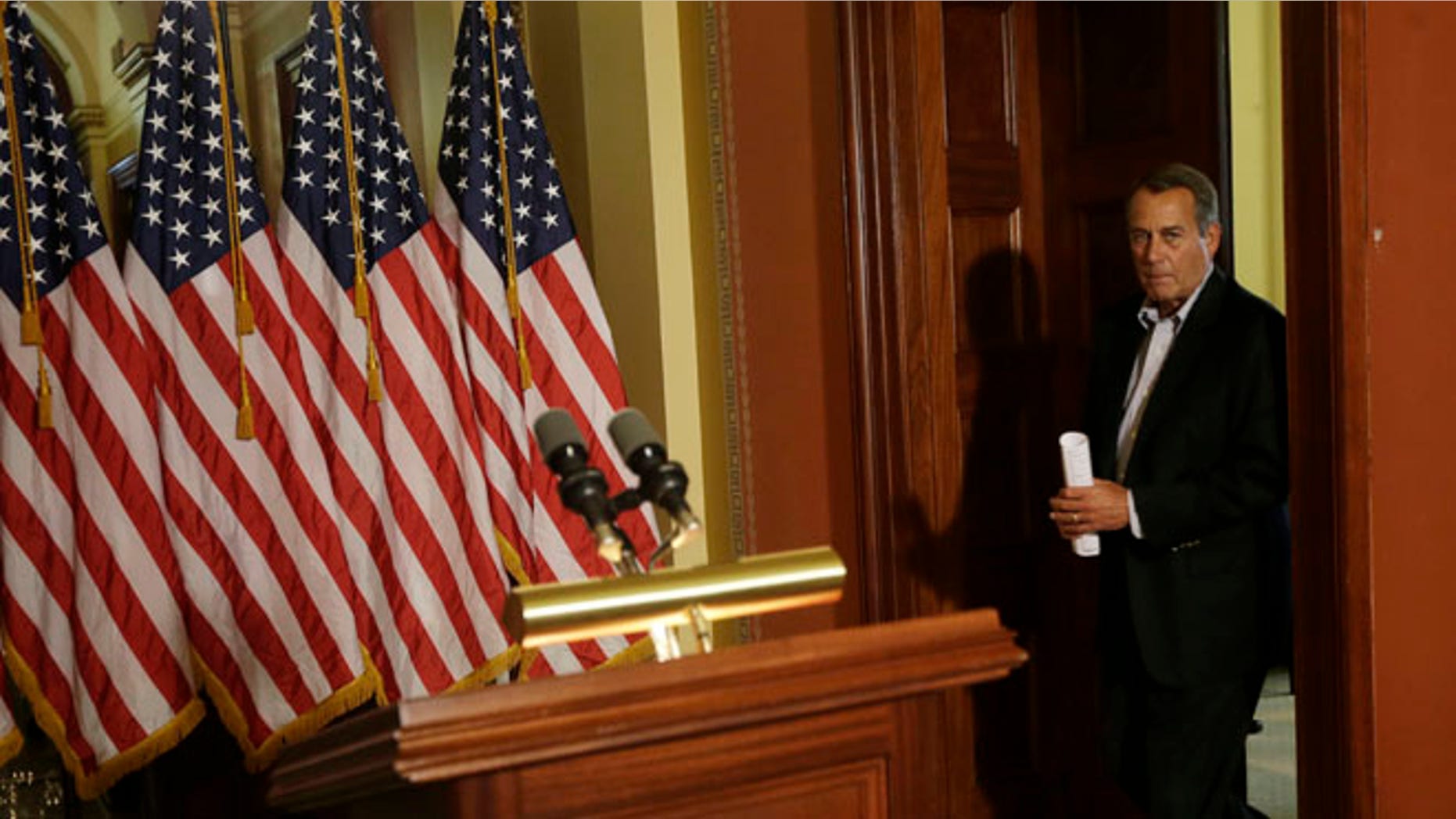 Dec. 7, 2012: House Speaker John Boehner of Ohio arrives for a news conference on Capitol Hill in Washington.