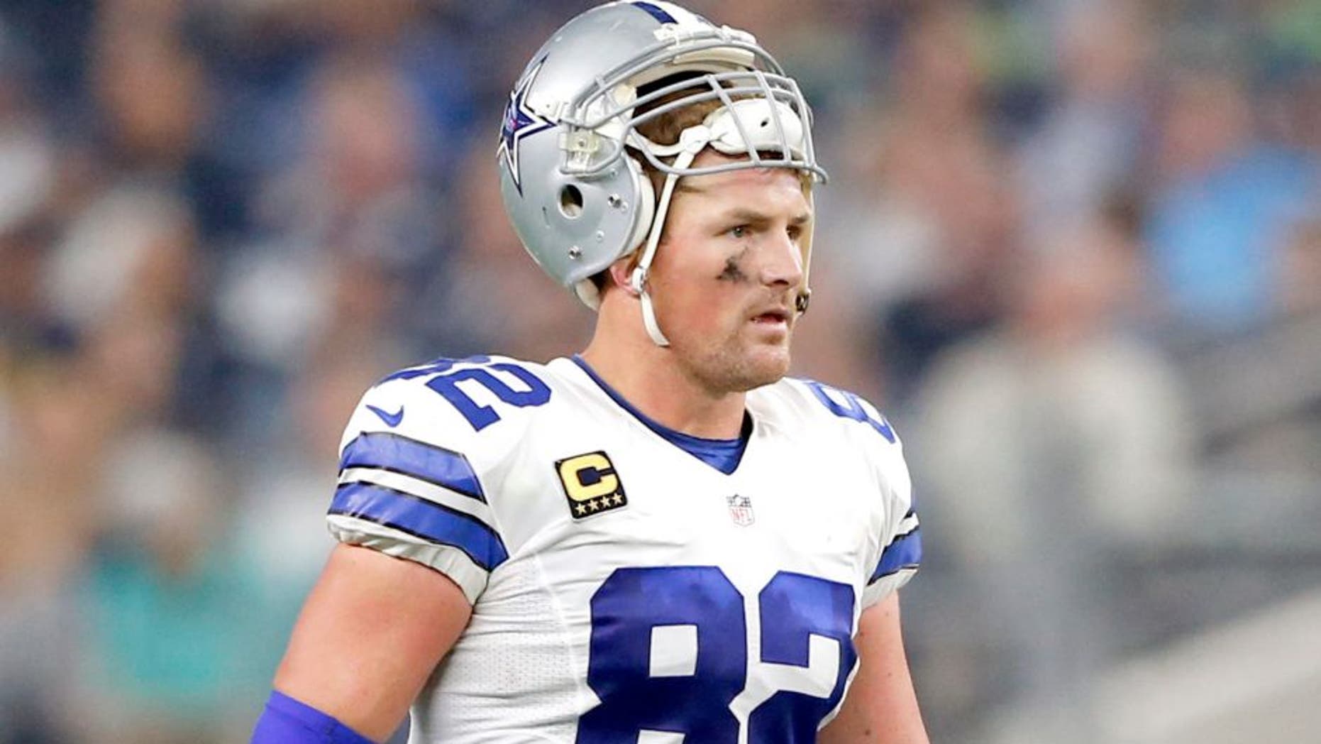 Nov 1, 2015; Arlington, TX, USA; Dallas Cowboys tight end Jason Witten (82) during the game against the Seattle Seahawks at AT&T Stadium. Mandatory Credit: Kevin Jairaj-USA TODAY Sports