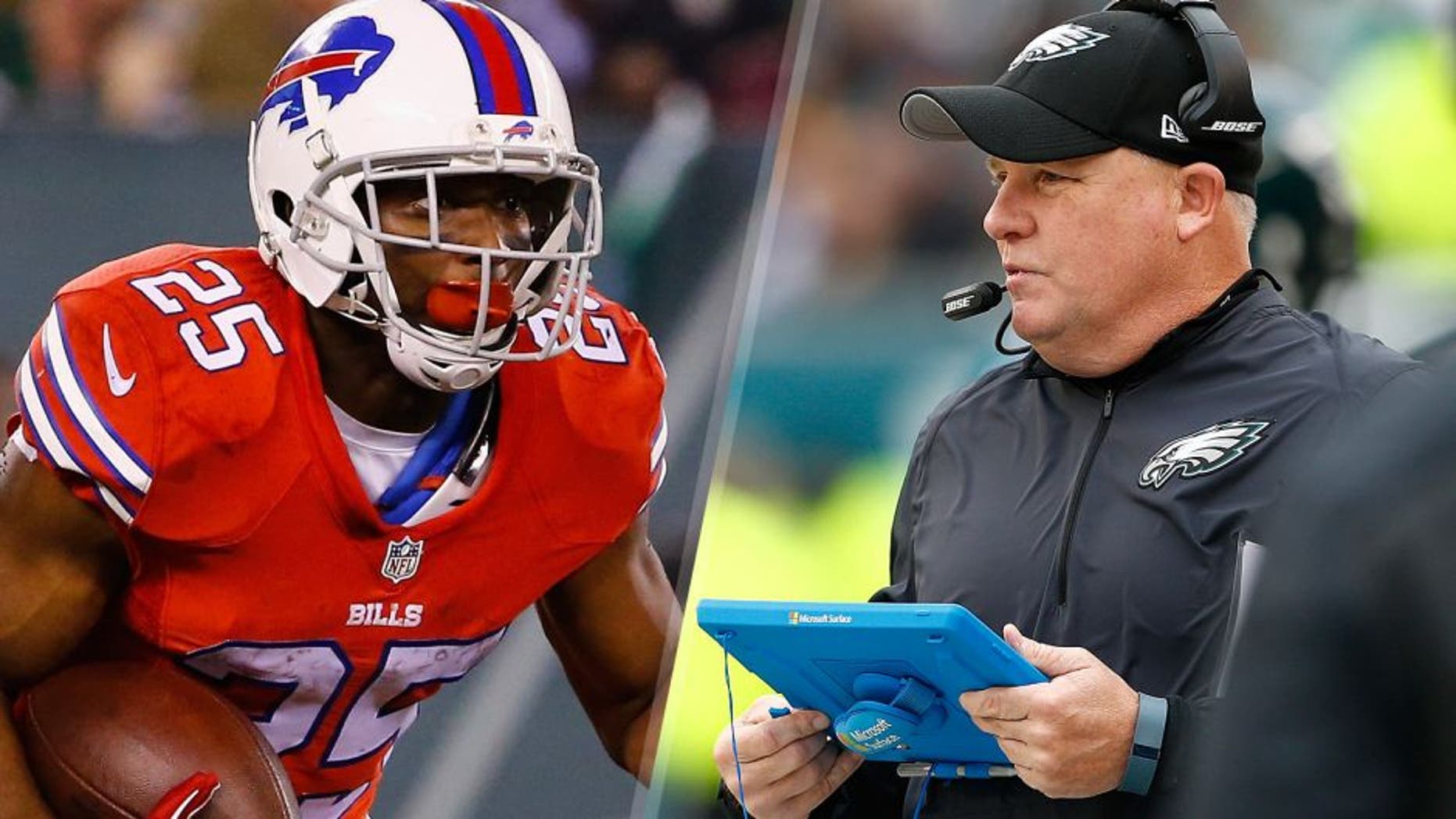 LeSean McCoy #25 of the Buffalo Bills runs against the New York Jets during their game at MetLife Stadium on November 12, 2015 in East Rutherford, New Jersey. (Photo by Al Bello/Getty Images) Head coach Chip Kelly of the Philadelphia Eagles in the sideline in the second quarter against the Tampa Bay Buccaneers at Lincoln Financial Field on November 22, 2015 in Philadelphia, Pennsylvania. (Photo by Rich Schultz/Getty Images)