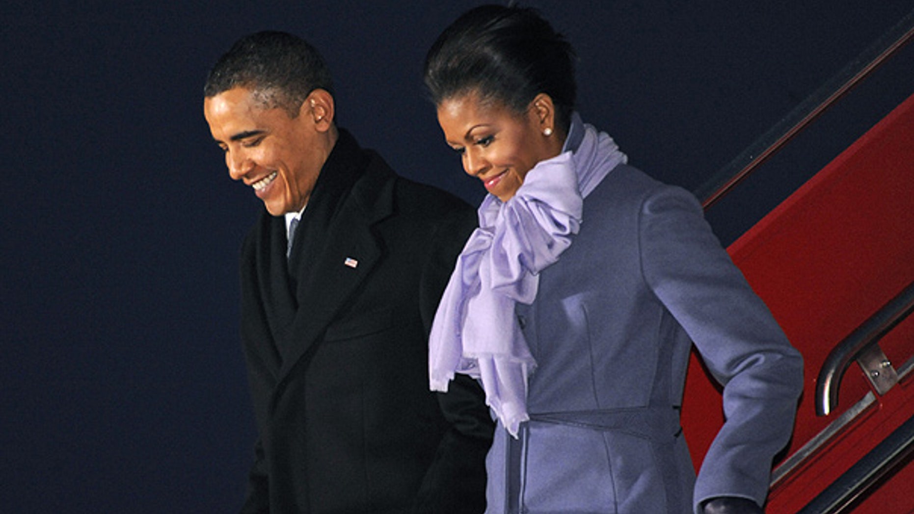 Dec. 10: President Obama and first lady Michelle arrive at Gardermoen Airport in Oslo, Norway. (AP)