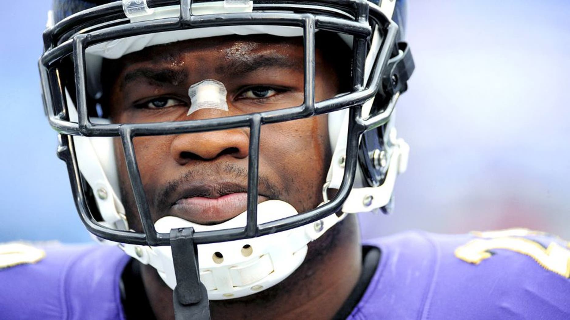Nov 30, 2014; Baltimore, MD, USA; Baltimore Ravens running back Justin Forsett (29) warms up prior to the game against the San Diego Chargers at M&T Bank Stadium. Mandatory Credit: Evan Habeeb-USA TODAY Sports