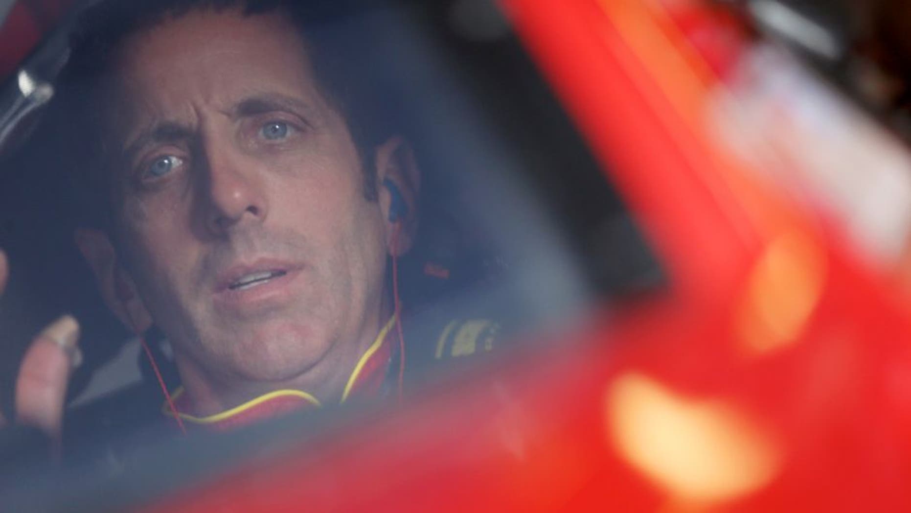Greg Biffle, driver of the #16 Cheez-It Ford, sits in his car during practice for the NASCAR Sprint Cup Series CampingWorld.com 500 at Talladega Superspeedway on October 23, 2015 in Talladega, Alabama. (Photo by Chris Graythen/NASCAR via Getty Images)