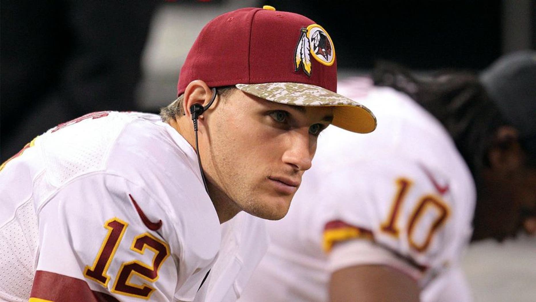 Nov 7, 2013; Minneapolis, MN, USA; Washington Redskins quarterback Kirk Cousins (12) against the Minnesota Vikings at Mall of America Field at H.H.H. Metrodome. The Vikings defeated the Redskins 34-27. Mandatory Credit: Brace Hemmelgarn-USA TODAY Sports
