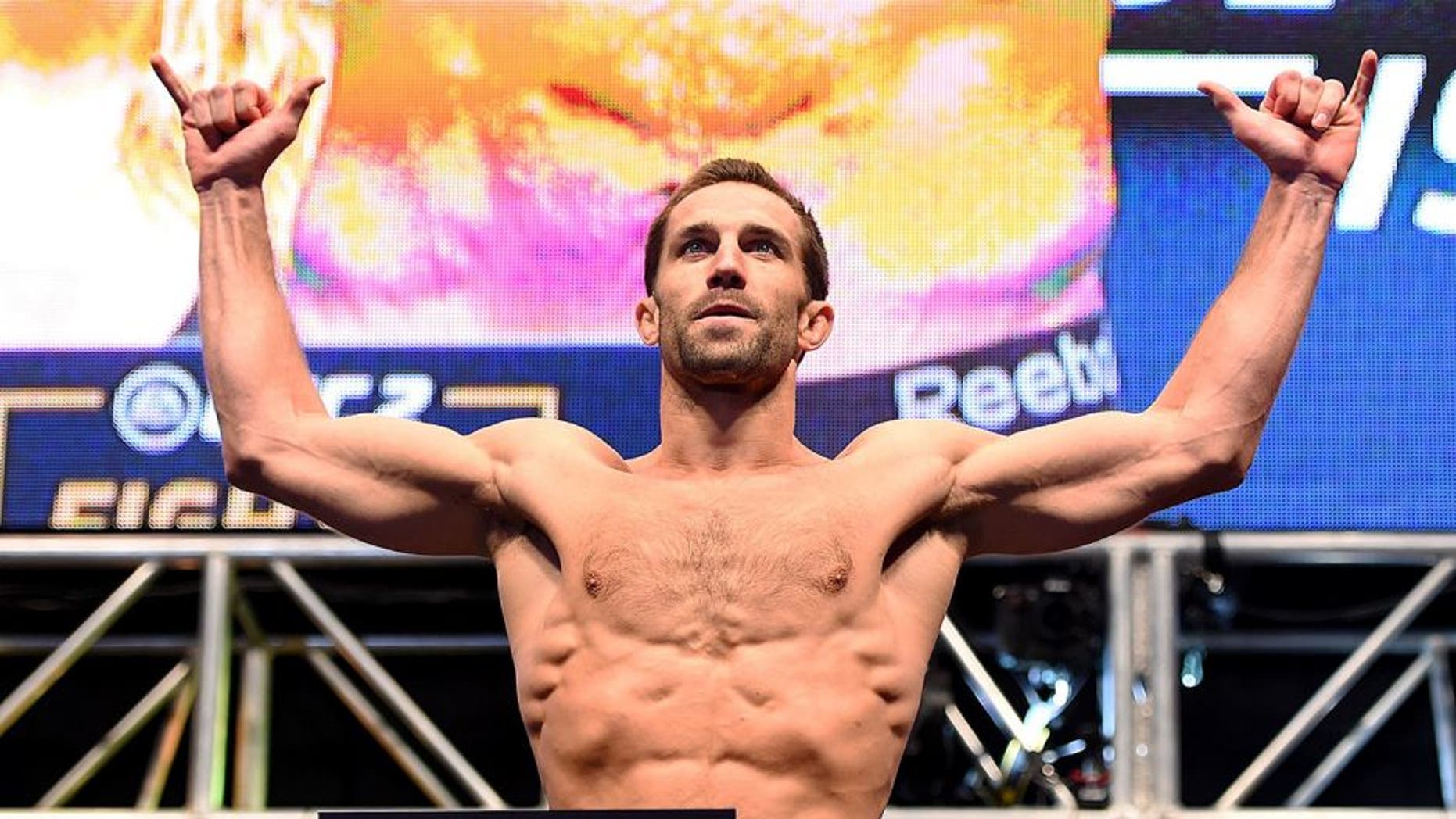LAS VEGAS, NV - DECEMBER 11: Luke Rockhold weighs in during the UFC 194 weigh-in inside MGM Grand Garden Arena on December 10, 2015 in Las Vegas, Nevada. (Photo by Josh Hedges/Zuffa LLC/Zuffa LLC via Getty Images)