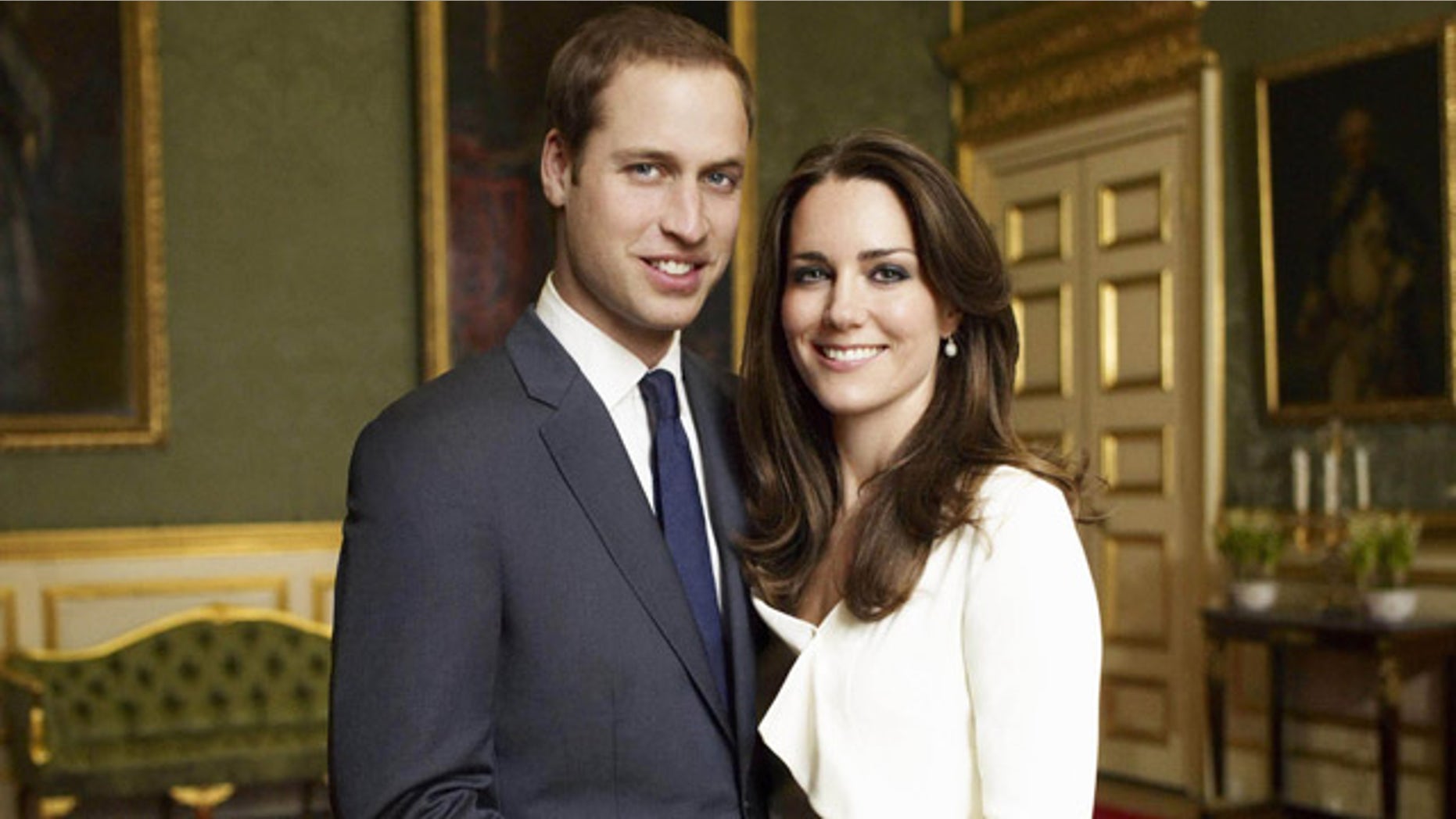 This is one of two official portrait photographs taken on Nov. 25, 2010 in the Council Chamber in the State Apartment in St James Palace, London and released by Clarence House Press Office on Sunday Dec. 12, 2010 to mark the engagement of Britain's Prince William and Catherine Middleton.