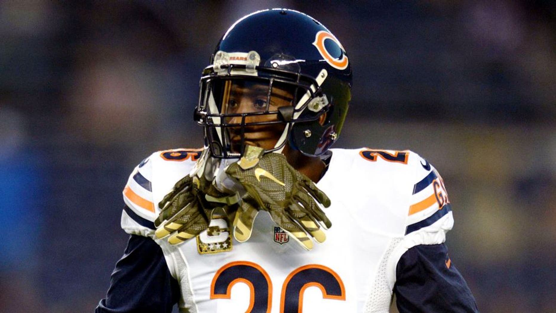 Nov 9, 2015; San Diego, CA, USA; Chicago Bears strong safety Antrel Rolle (26) looks on before the game against the San Diego Chargers at Qualcomm Stadium. Mandatory Credit: Jake Roth-USA TODAY Sports