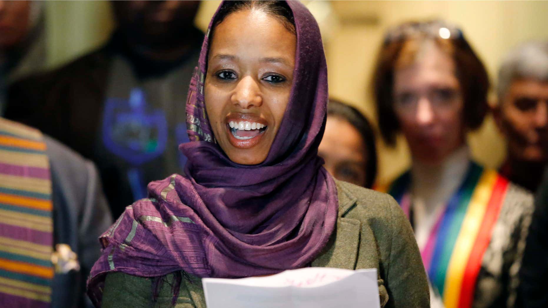 Dec. 16, 2015: Wheaton College associate professor Larycia Hawkins talks to reporters during a news conference in Chicago.