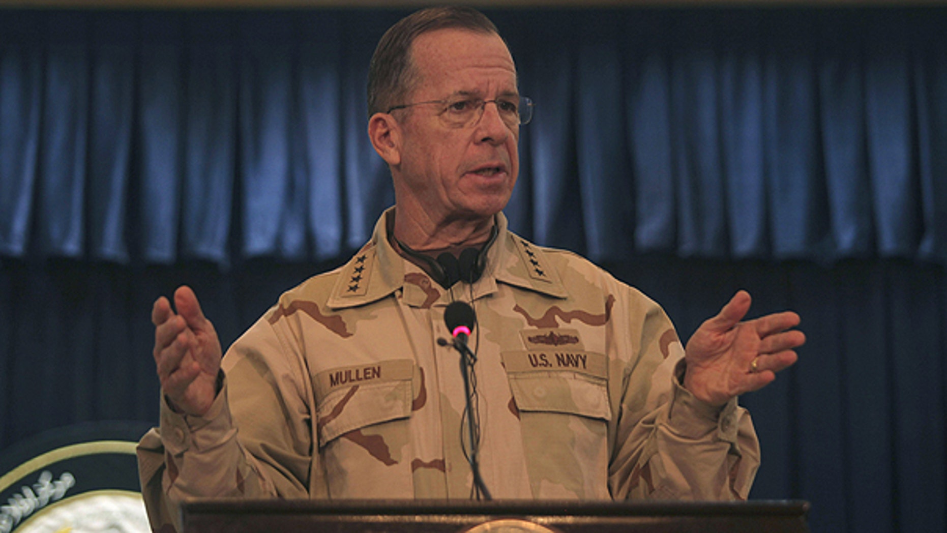 Dec. 17: Adm. Mike Mullen of the U.S., chairman of the Joint Chiefs of Staff, during a press conference with U.S. ambassador to Afghanistan, Karl Eikenberry, not in photo, in Kabul, Afghanistan.