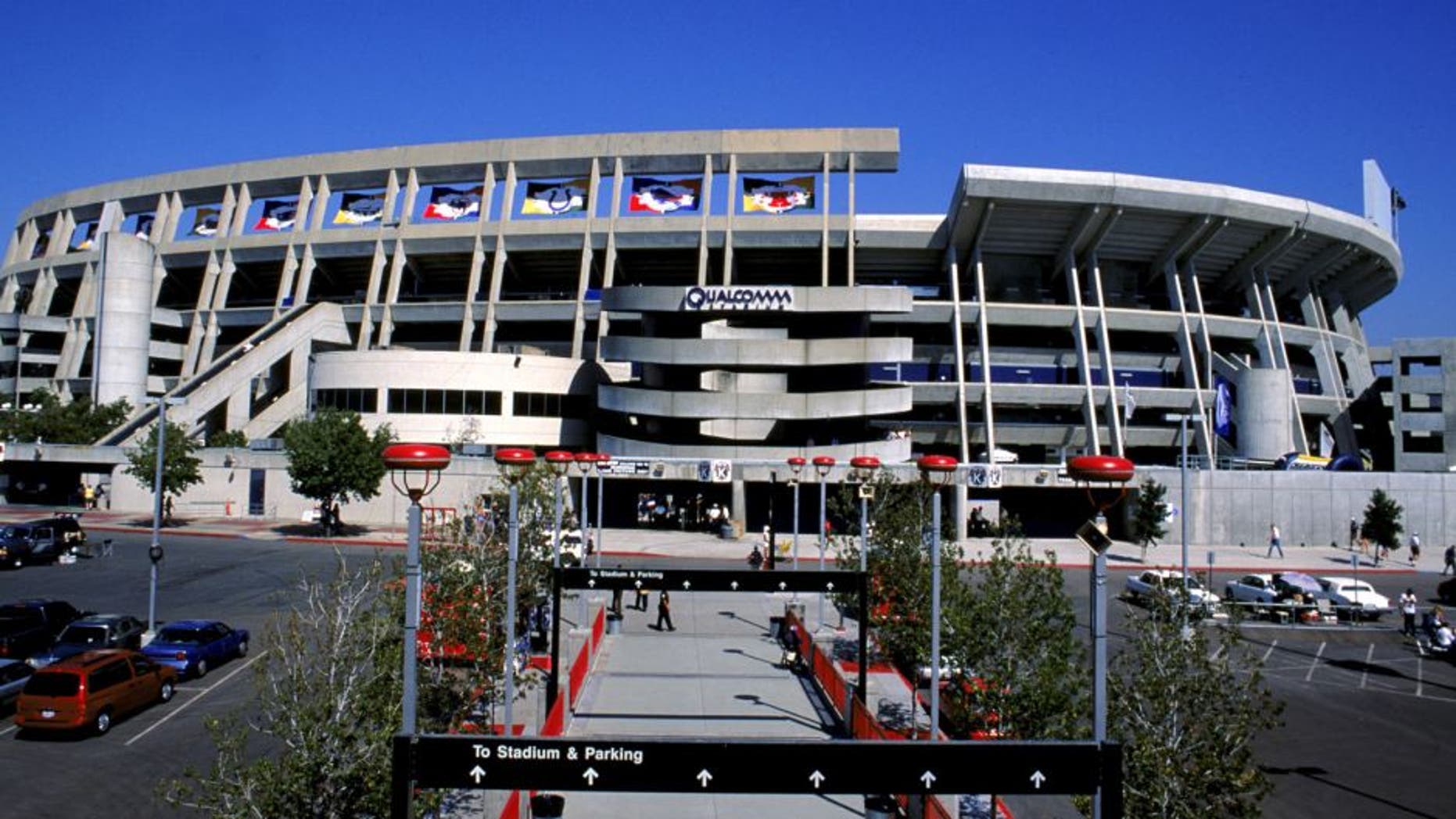 3 Oct 1999: A general view of the outside of Qualcomm Stadium taken before the game between the Kansas City Chiefs and the San Diego Chargers at Qualcomm Stadium in San Diego, California. The Chargers defeated the Chiefs 21-14. Mandatory Credit: Donald Miralle /Allsport