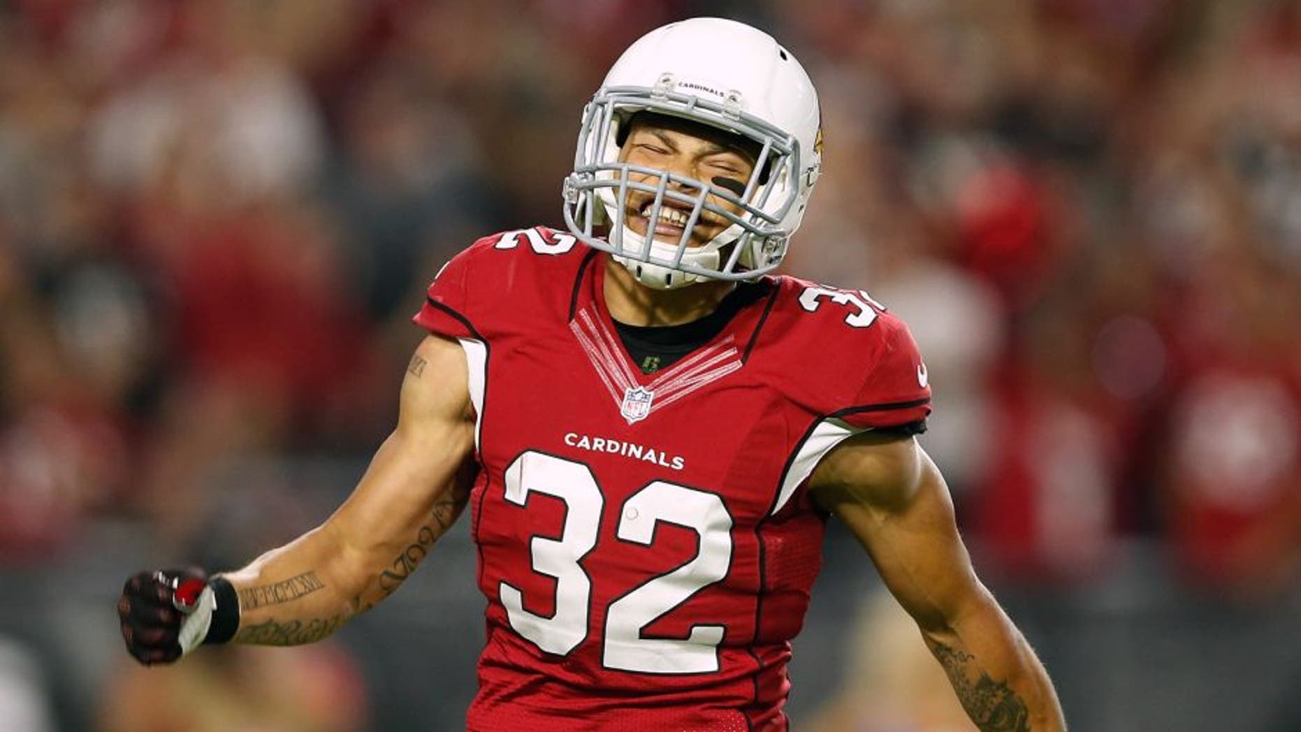 GLENDALE, AZ - NOVEMBER 22: Free safety Tyrann Mathieu #32 of the Arizona Cardinals reacts during the first half of the NFL game against the Cincinnati Bengals at the University of Phoenix Stadium on November 22, 2015 in Glendale, Arizona. (Photo by Christian Petersen/Getty Images)