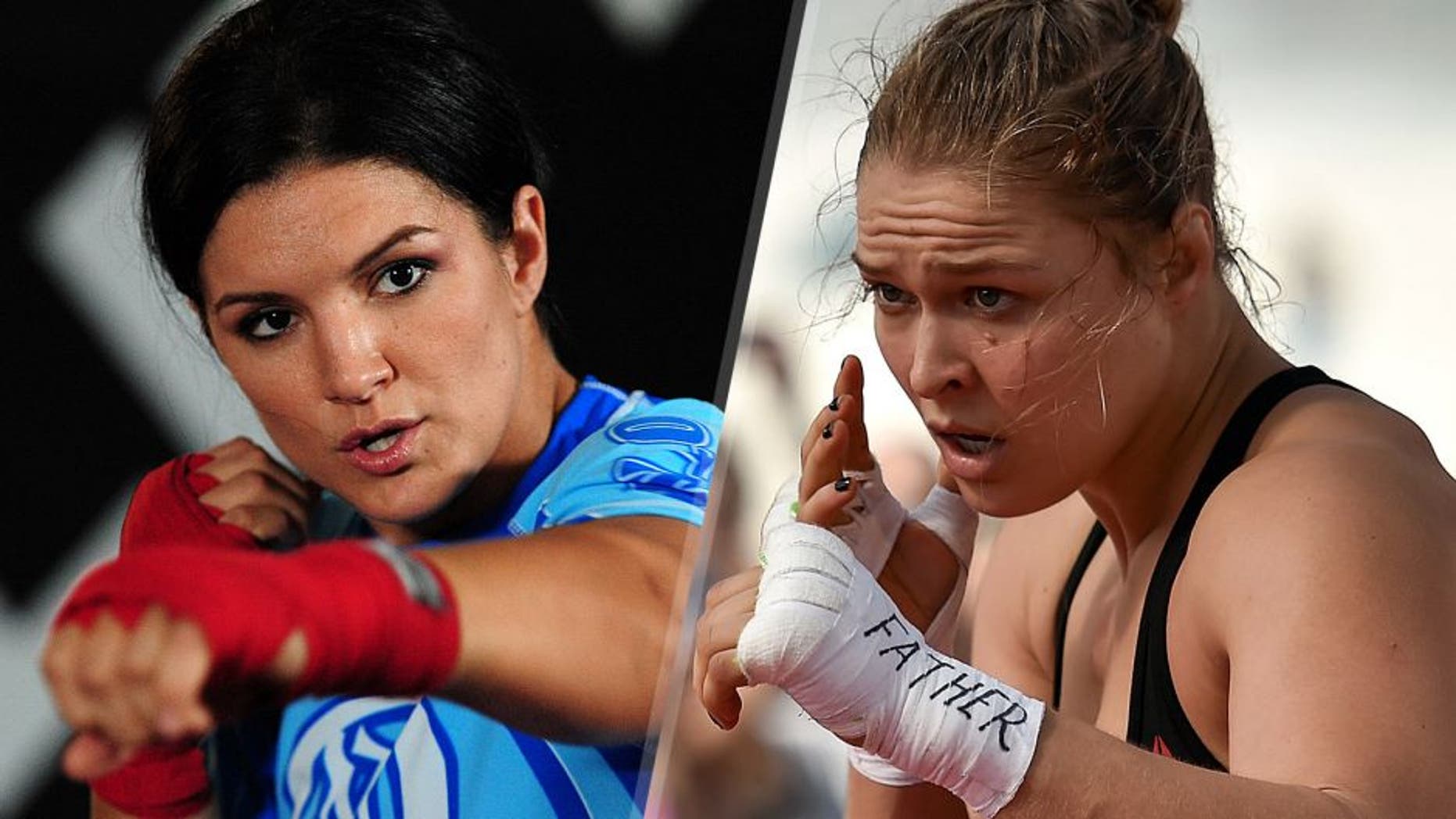 MMA Superstar Gina Carano is seen during the Workout/Media Day with Kimbo Slice and Gina Carano at the Legends Mixed Martial Arts Training Center on September 17, 2008 in Los Angeles, California. (Photo by Robert Laberge/Getty Images) Womens bantamweight champion Ronda Rousey of the United States holds an open training session at Pepe Beach on July 29, 2015 in Rio de Janeiro, Brazil. (Photo by Buda Mendes/Zuffa LLC/Zuffa LLC via Getty Images)