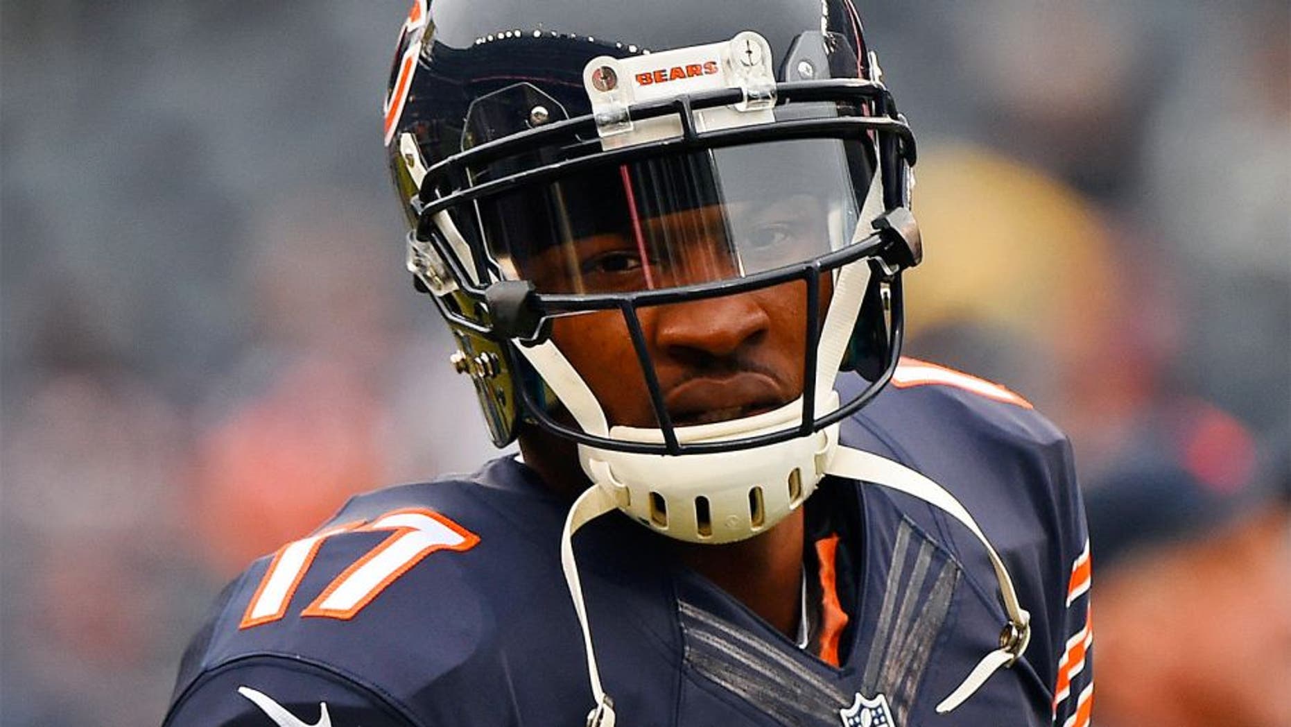 Dec 13, 2015; Chicago, IL, USA; Chicago Bears wide receiver Alshon Jeffery (17) practices before the game against the Washington Redskins at Soldier Field. Mandatory Credit: Mike DiNovo-USA TODAY Sports