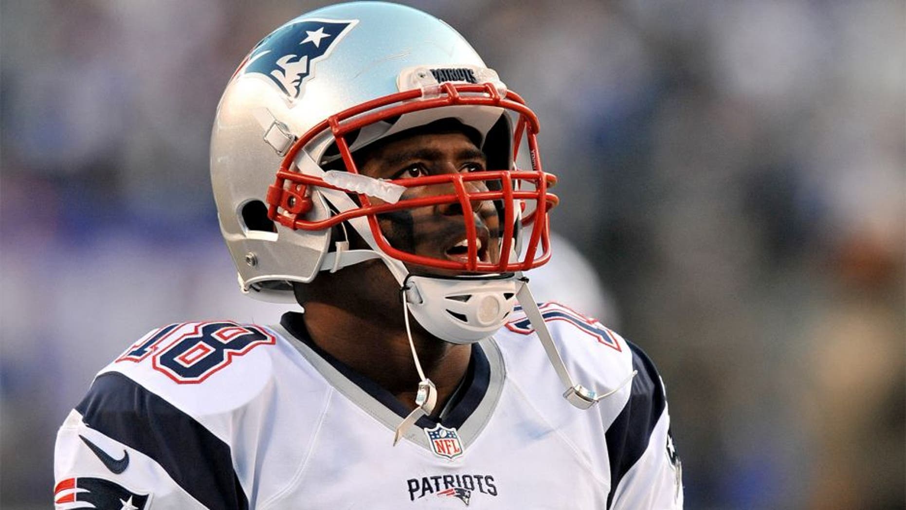 EAST RUTHERFORD, NJ - NOVEMBER 15, 2015: Wide receiver Matthew Slater #18 of the New England Patriots walks onto the field prior to a game against the New York Giants on November 15, 2015 at MetLife Stadium in East Rutherford, New Jersey. New England won 27-26. (Photo by Nick Cammett/Diamond Images/Getty Images)