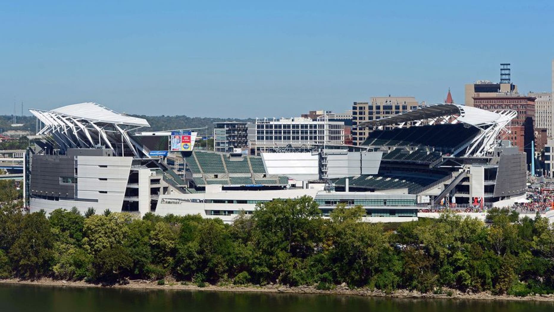 Sep 16, 2012; Cincinnati, OH, USA; Exterior view of Paul Brown Stadium prior to an NFL game between the Cleveland Browns at Cincinnati Bengals. Mandatory Credit: Andrew Weber-US Presswire