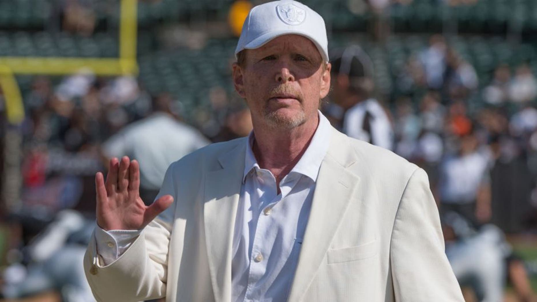 August 30, 2015; Oakland, CA, USA; Oakland Raiders owner Mark Davis before a preseason NFL football game against the Arizona Cardinals at O.co Coliseum. The Cardinals defeated the Raiders 30-23. Mandatory Credit: Kyle Terada-USA TODAY Sports