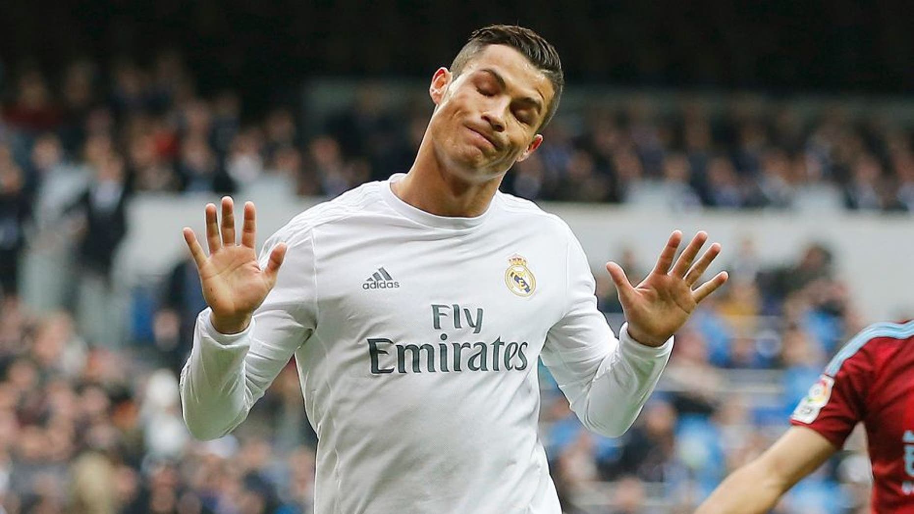 MADRID, SPAIN - DECEMBER 30: Cristiano Ronaldo of Real Madrid celebrates after scoring the opening goal during the La Liga match between Real Madrid CF and Real Sociedad at Estadio Santiago Bernabeu on December 30, 2015 in Madrid, Spain. (Photo by Angel Martinez/Real Madrid via Getty Images)