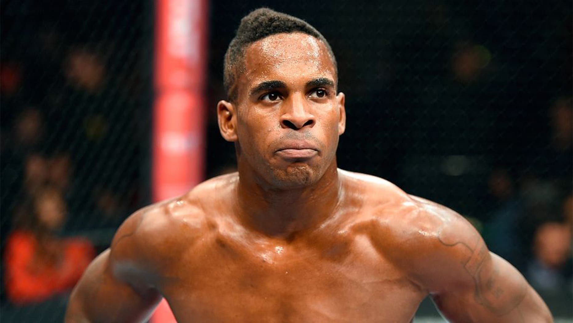 HOLLYWOOD, FL - JUNE 27: Lorenz Larkin walks back to his corner between rounds against Santiago Ponzinibbio of Argentina in their welterweight during the UFC Fight Night event at the Hard Rock Live on June 27, 2015 in Hollywood, Florida. (Photo by Josh Hedges/Zuffa LLC/Zuffa LLC via Getty Images)