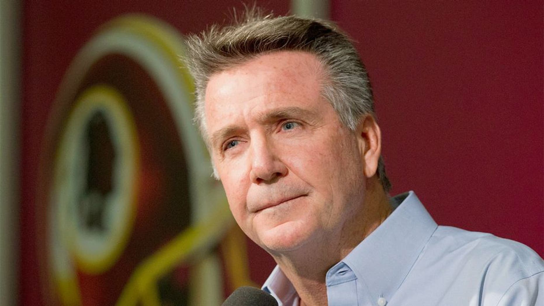 Washington Redskins President and General Manager Bruce Allen, speaks to reporters during an NFL football news conference at the Redskins Park in Ashburn, Va., Wednesday, Dec. 31, 2014. (AP Photo/Manuel Balce Ceneta)