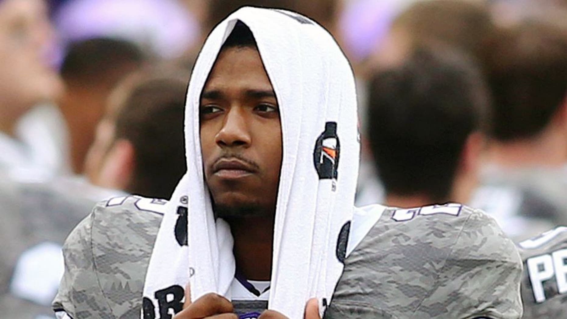 TCU quarterback Trevone Boykin (2) stands on the sidelines following an ankle injury against Kansas at Amon G. Carter Stadium in Fort Worth, Texas, on Saturday, Nov. 14, 2015. The host Horned Frogs won, 23-17. (Richard W. Rodriguez/Fort Worth Star-Telegram/TNS via Getty Images)