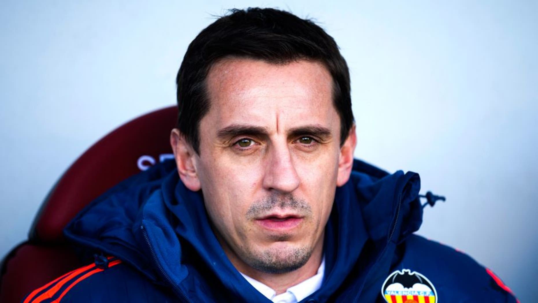 EIBAR, SPAIN - DECEMBER 13: Head coach Gary Neville of Valencia CF looks on prior to the start the la Liga match between SD Eibar and Valencia CF at Ipurua Municipal Stadium on December 13, 2015 in Eibar, Spain. (Photo by Juan Manuel Serrano Arce/Getty Images)